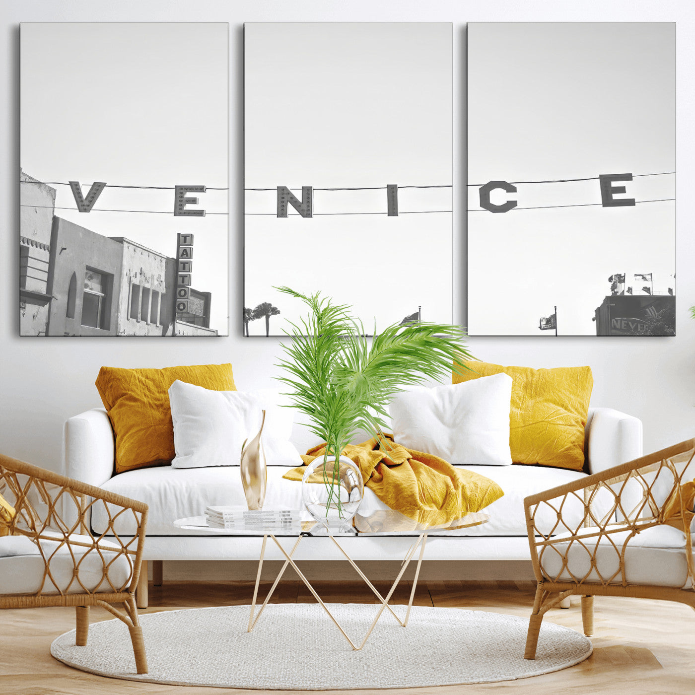 68254589-MGV-CV-36X24-Venice Sign Wall Art Canvas Print, Framed Venice Letters Art Picture Print, Los Angeles Perfect Minimalist Urban Decor Artwork