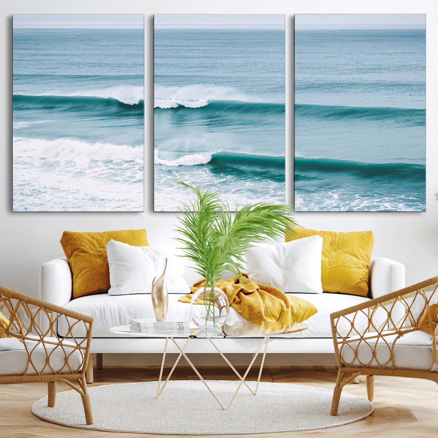73692470-MGV-CV-36X24-Ocean Swell Wall Art Canvas Print, Framed Surf Waves Art Picture Print, Blue Water Perfect Coastal Dynamic Decor Artwork