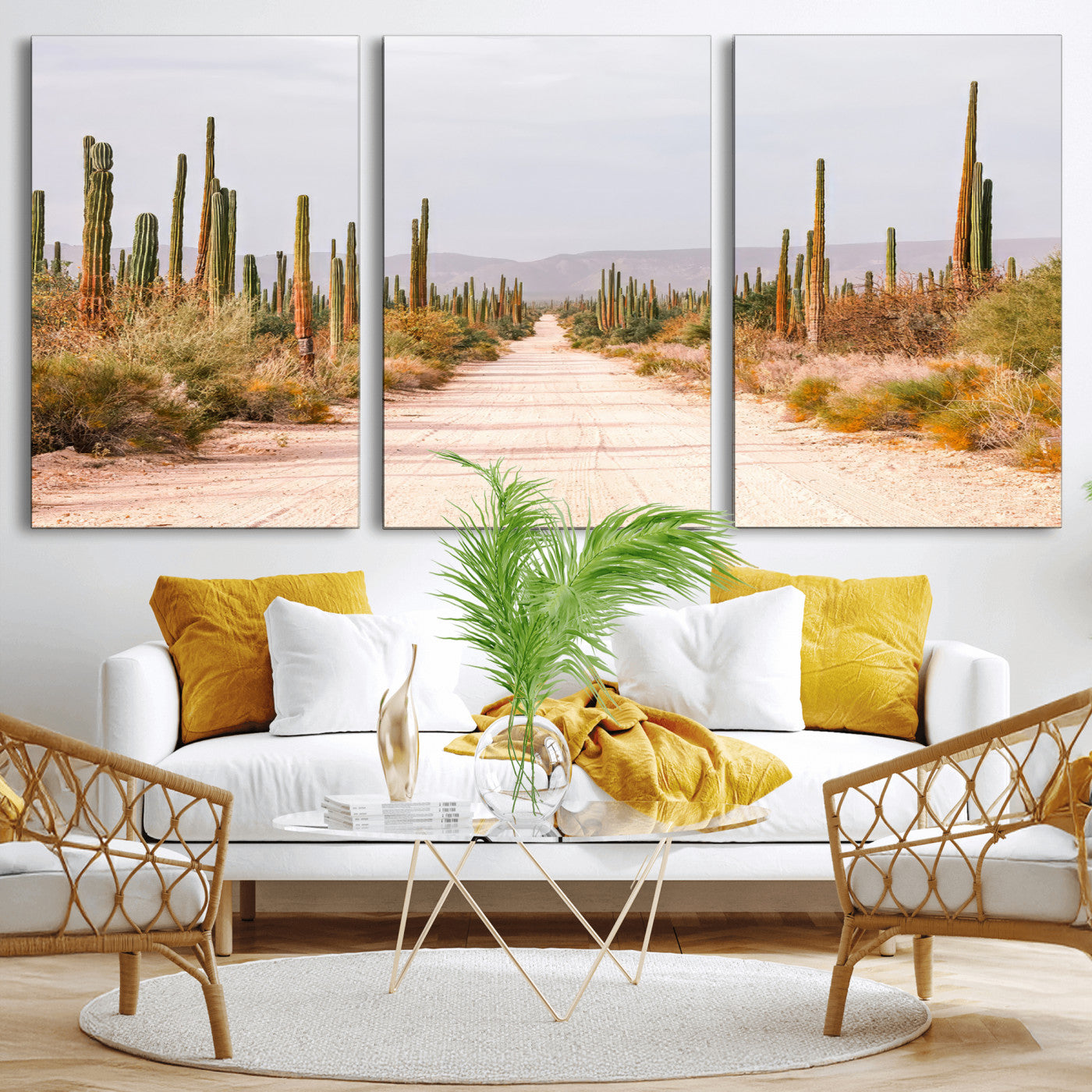 30742780-MGV-CV-36X24-Desert Cactus Wall Art Canvas Print, Framed Southwestern Art Picture Print, Bohemian Western Perfect Southwestern Boho Decor