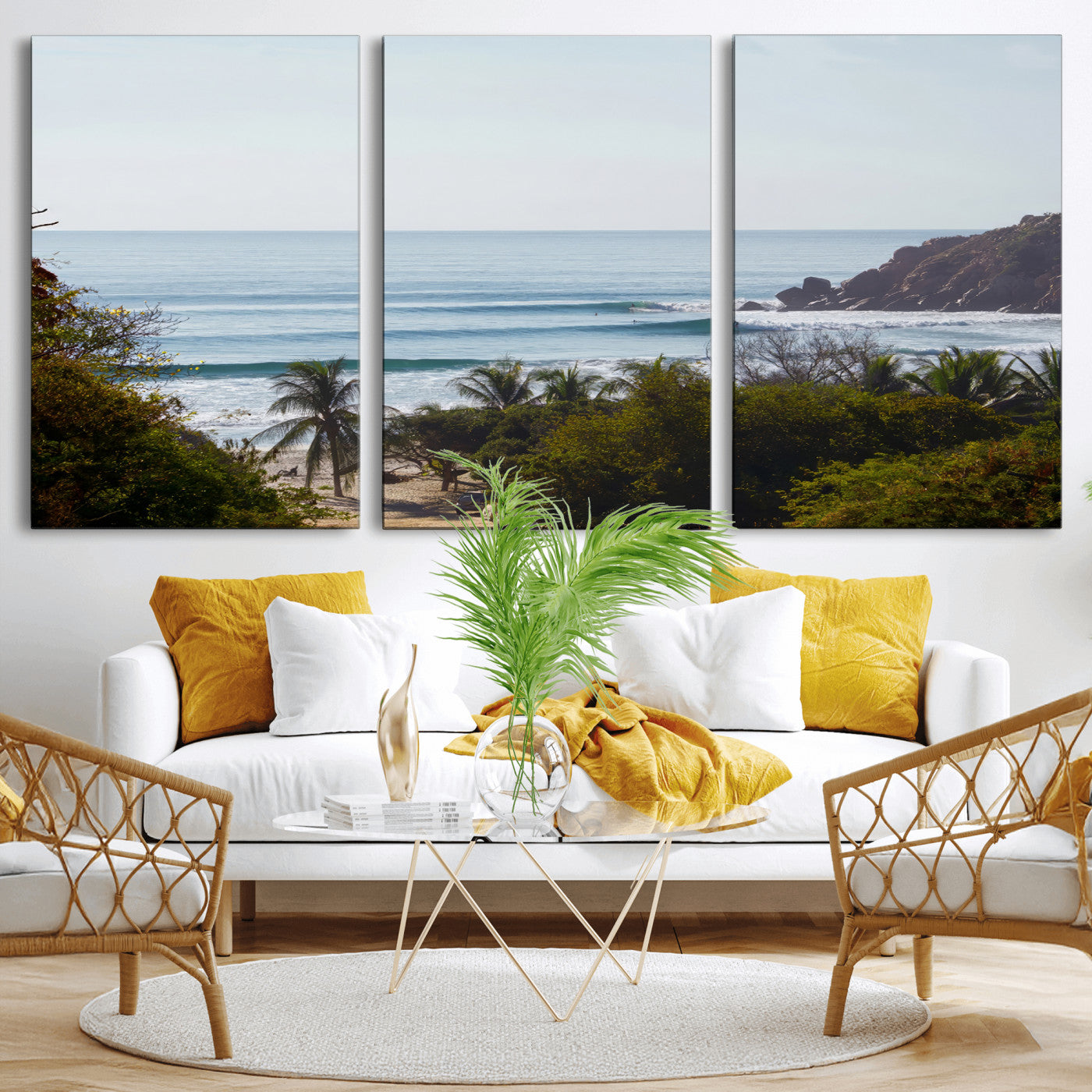 88336640-MGV-CV-36X24-Tropical Beach Scene Wall Art Canvas Print, Framed Coastal Photography Art Picture Print, Ocean Horizon Art Perfect Coastal Boho