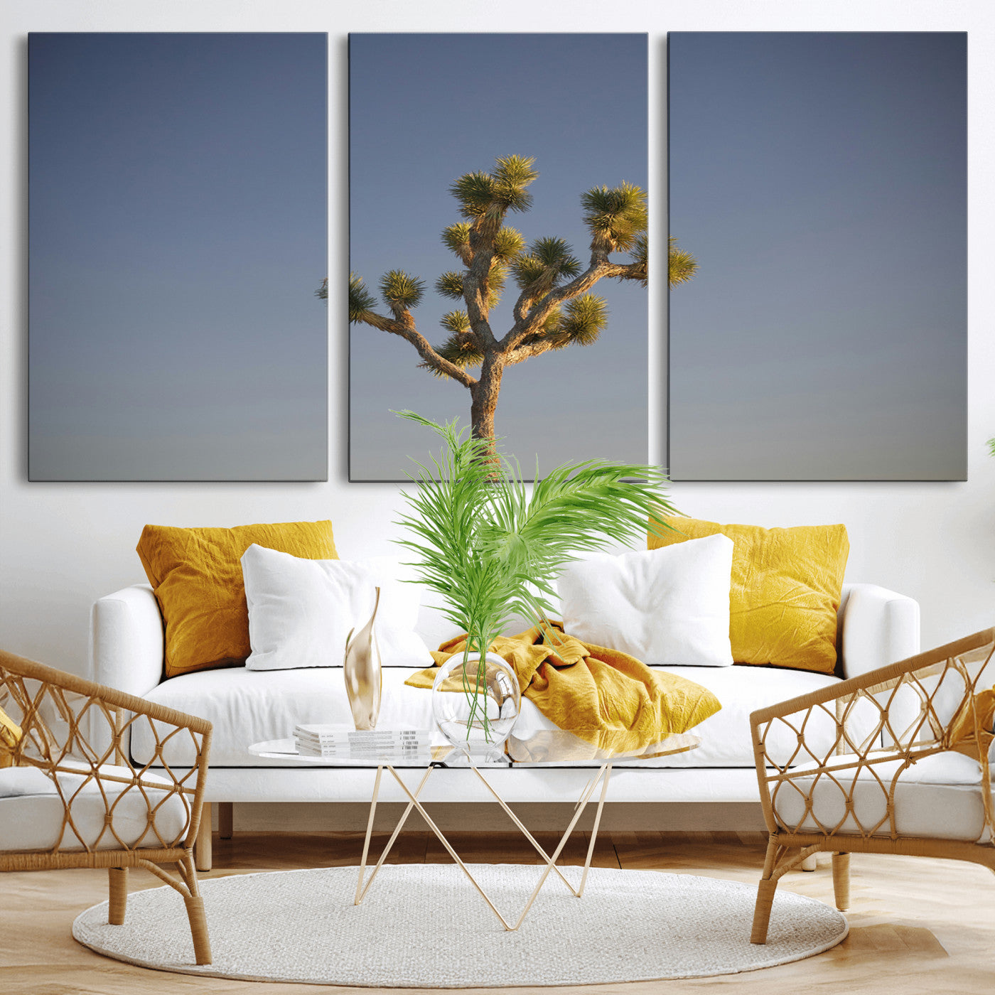 54552043-MGV-CV-36X24-Joshua Tree Art Wall Art Canvas Print, Framed Desert Landscape Art Picture Print, Southwestern Nature Perfect Southwestern Boho