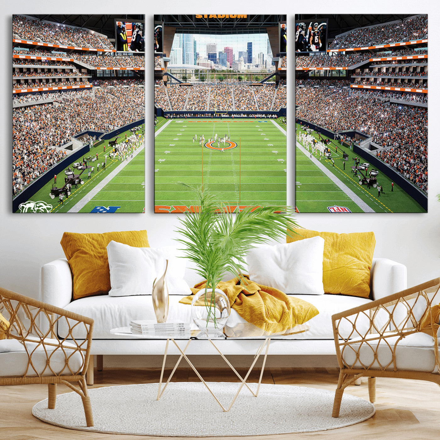 76935553-MGV-CV-36X24-Football Stadium Wall Art – Panoramic Game Day Canvas Print, Sports Decor for Man Cave, Office, Bar, or Living Room