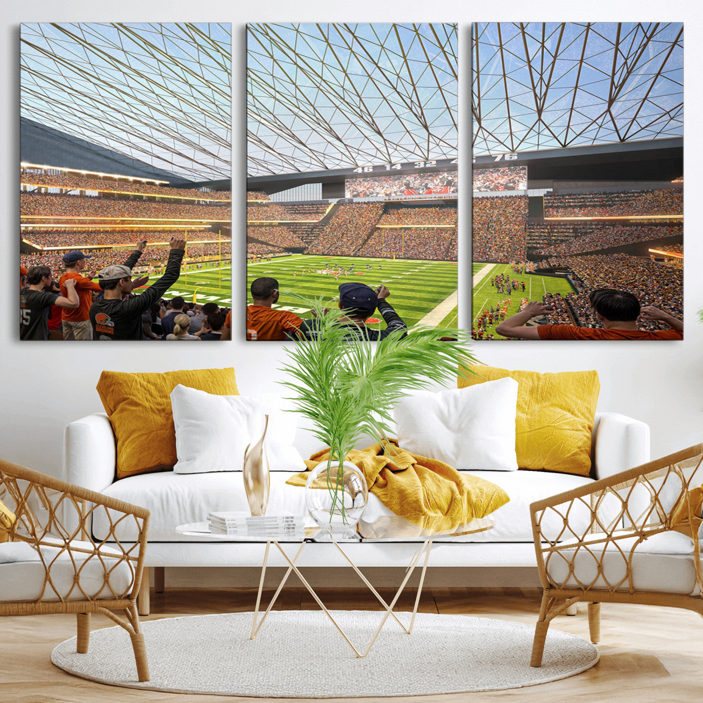 81960112-MGV-CV-36X24-Futuristic Football Stadium Wall Art – Modern Dome Arena Canvas Print, Chicago Bears Concept Design Sports Decor for Man Cave or