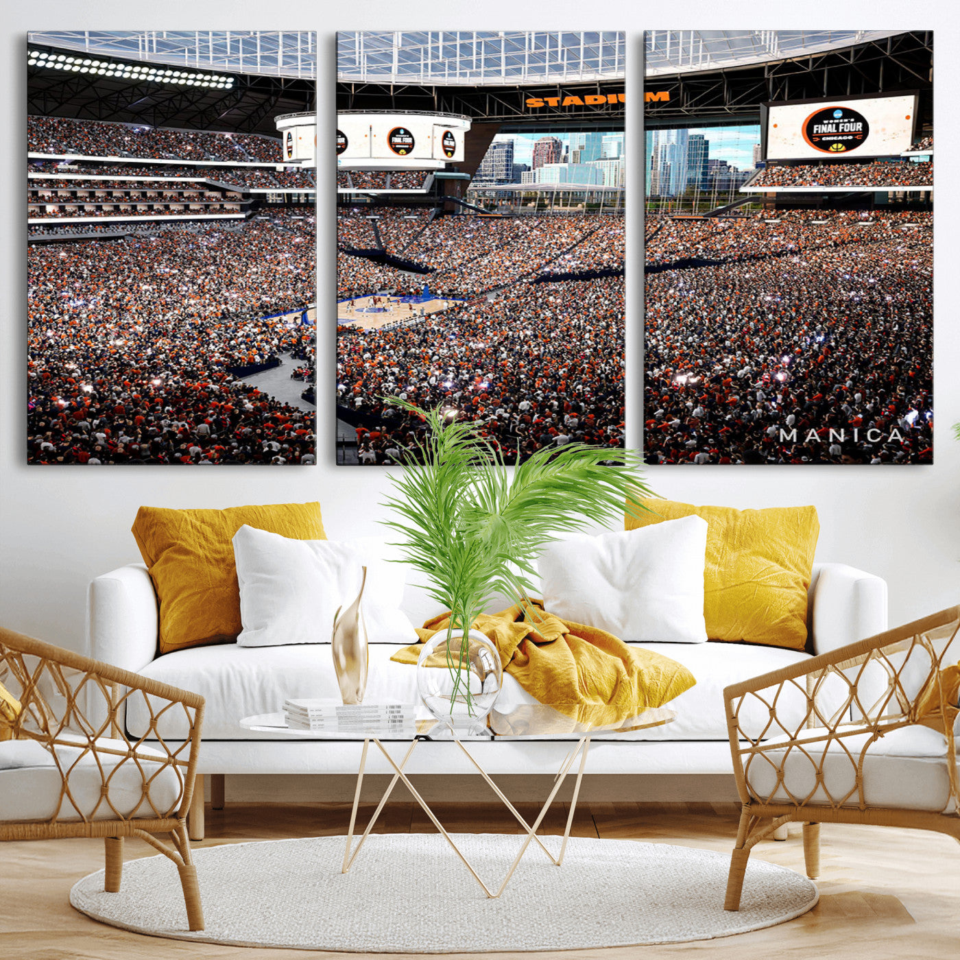 38616413-MGV-CV-36X24-Chicago Dome Stadium Wall Art – Futuristic Basketball Final Four Arena Canvas Print, Modern Sports Fan Decor for Man Cave or