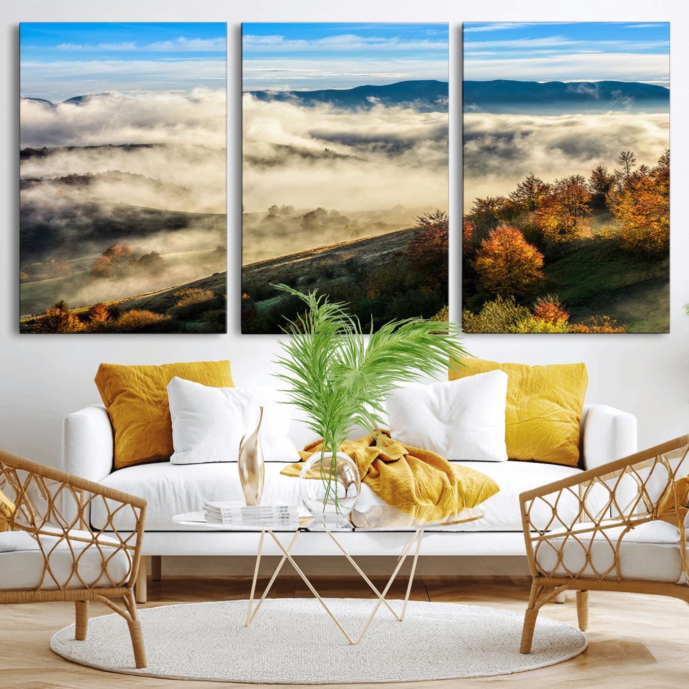 21551192-MGV-CV-36X24-Landscape Wall Art – Autumn Mountain View Canvas Print, Scenic Nature Photography Decor for Bedroom, Living Room, Office, Cabin or
