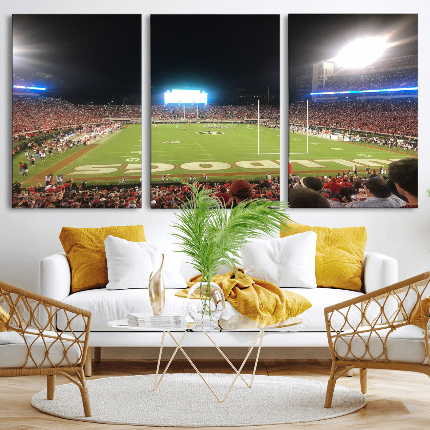 16230786-MGV-CV-36X24-Sanford Stadium Wall Art – Georgia Bulldogs Football Night Game Canvas Print, College Sports Decor for Man Cave, Bar, Office, or