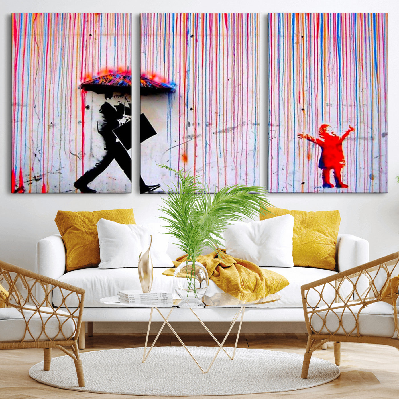 69505-MGV-CV-60X30-3P-Graffiti Girl Wall Art Canvas Print, Framed Urban Contrast Art Picture Print, Vibrant Graffiti Perfect Urban Pop Decor Artwork