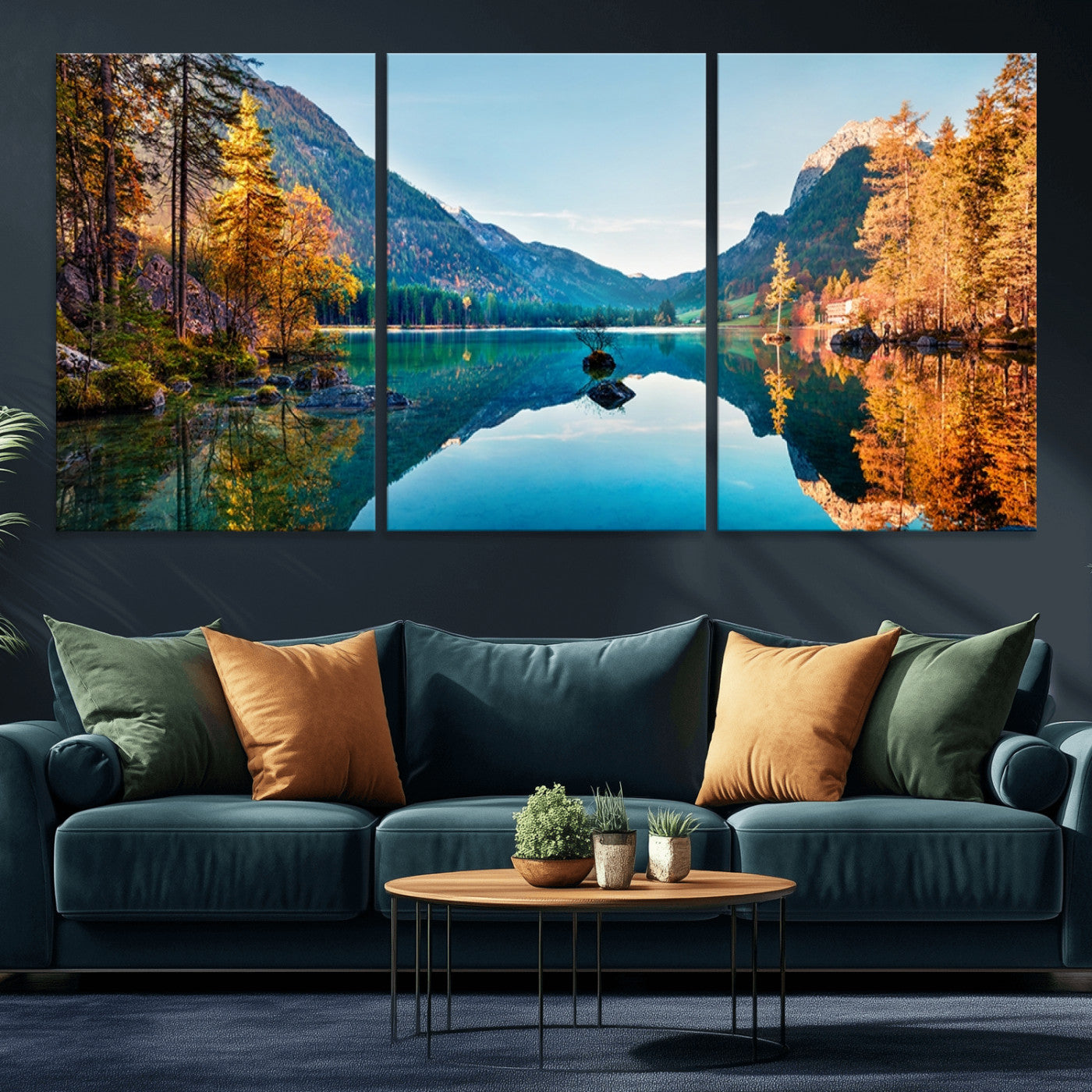 32962-MGV-CV-36X24-Mountain Lake Wall Art – Tranquil Autumn Landscape Canvas Print, Nature Reflection Decor for Living Room, Bedroom, Office or Cabin