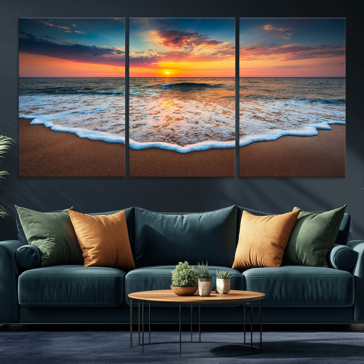 87032-MGV-CV-36X24-Ocean Sunset Wall Art – Stunning Beach Canvas Print with Vibrant Sky, Calm Waves, and Golden Horizon, Perfect Coastal Decor for