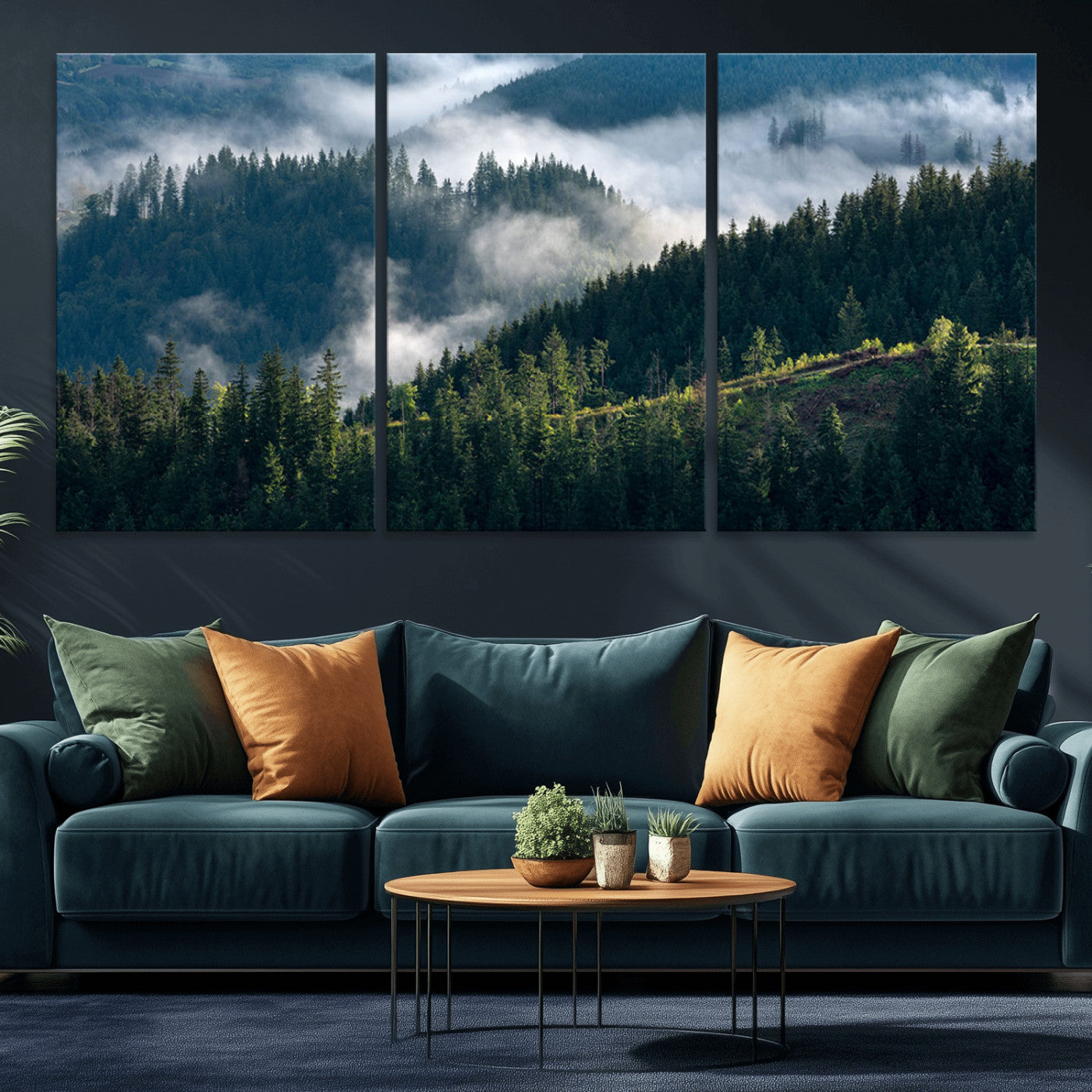 55972-MGV-CV-36X24-Whispering Pines Wall Art – Panoramic Misty Forest Canvas Print, Serene Nature Decor for Home, Office or Cabin Retreat