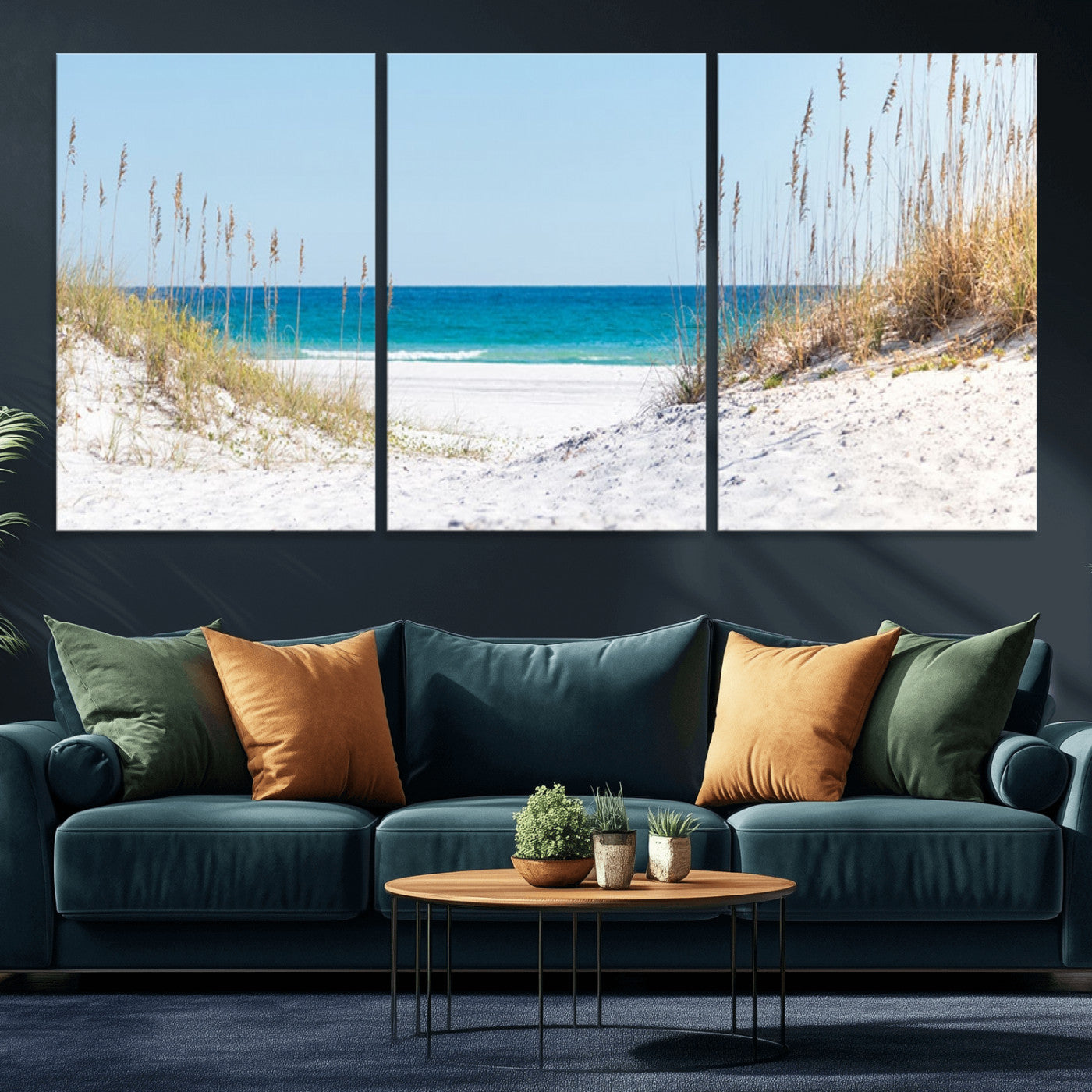 58498-MGV-CV-36X24-White Sandy Beach Wall Art – Panoramic Coastal Canvas Print, Ocean View Decor for Living Room, Bedroom, Office, Relaxing Seaside