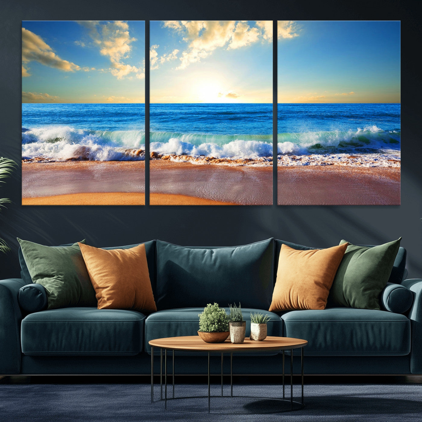 50522-MGV-CV-36X24-Ocean Sunrise Wall Art – Peaceful Beach Waves and Golden Horizon Canvas Print, Coastal Seascape Decor for Home or Office
