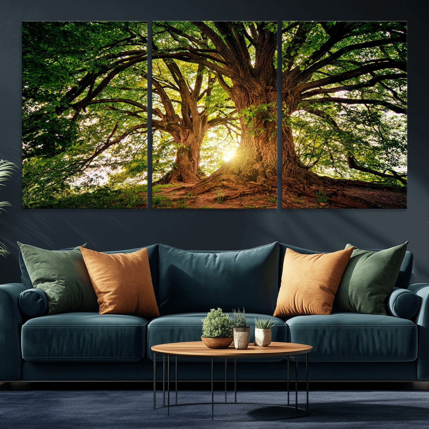 52150-MGV-CV-36X24-Majestic Tree Wall Art – Large Nature Canvas Print with Sunlight Through Branches, Rustic Forest Decor for Living Room, Bedroom or