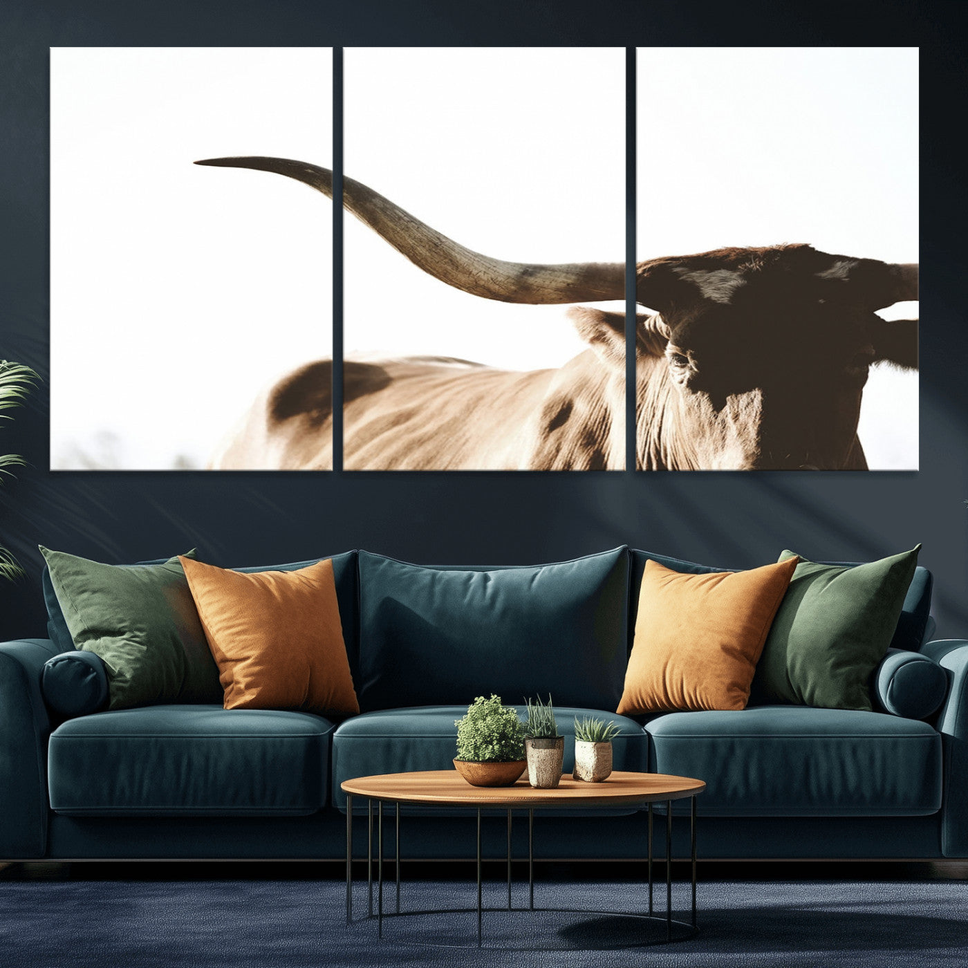 35866-MGV-CV-36X24-Texas Longhorn Wall Art – Rustic Western Bull Canvas Print, Farmhouse Animal Photography Decor for Living Room, Office, or Ranch