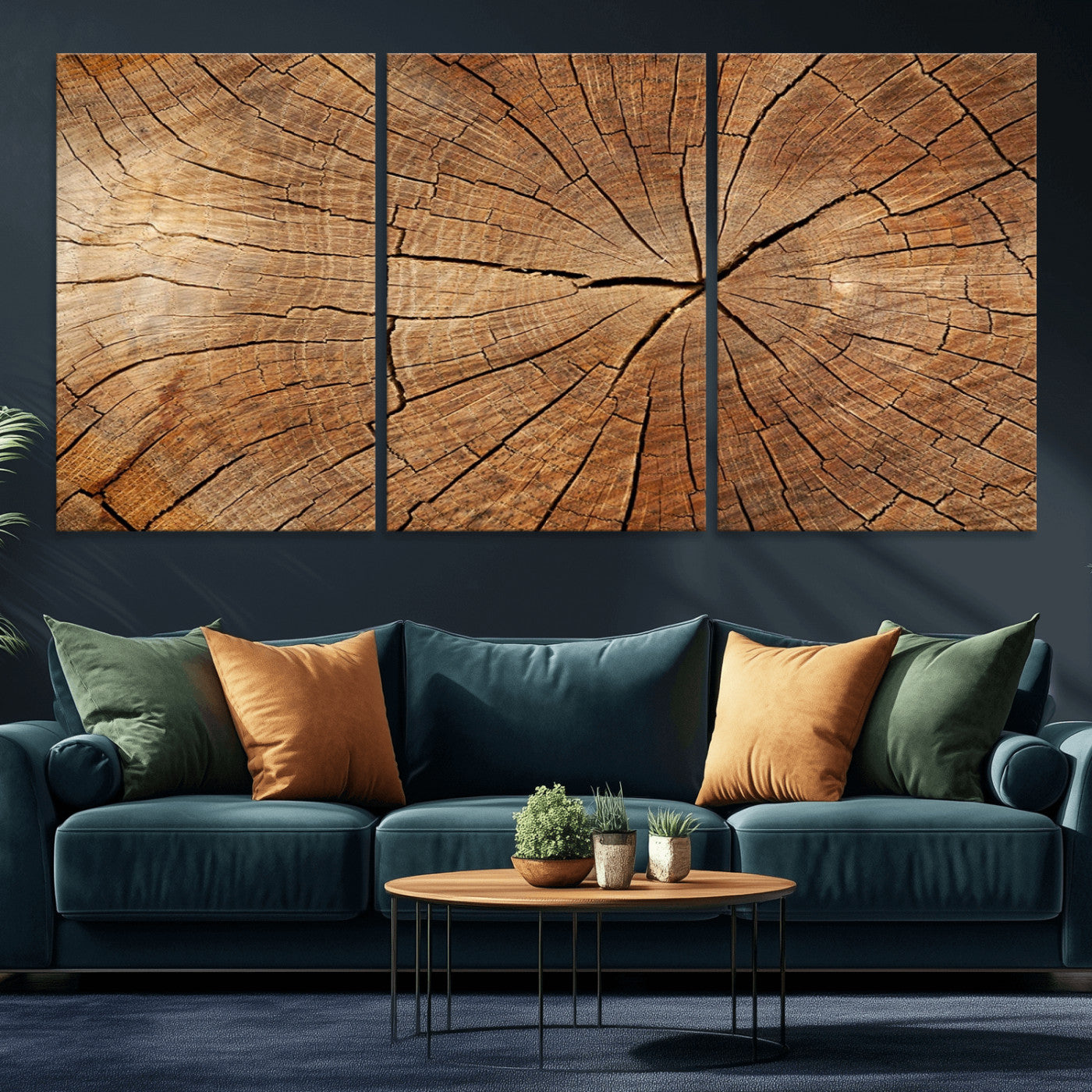 61710-MGV-CV-36X24-Tree Rings Wall Art – Rustic Wood Grain Canvas Print of Tree Trunk Cross Section, Nature Inspired Decor for Cabin, Office, Living