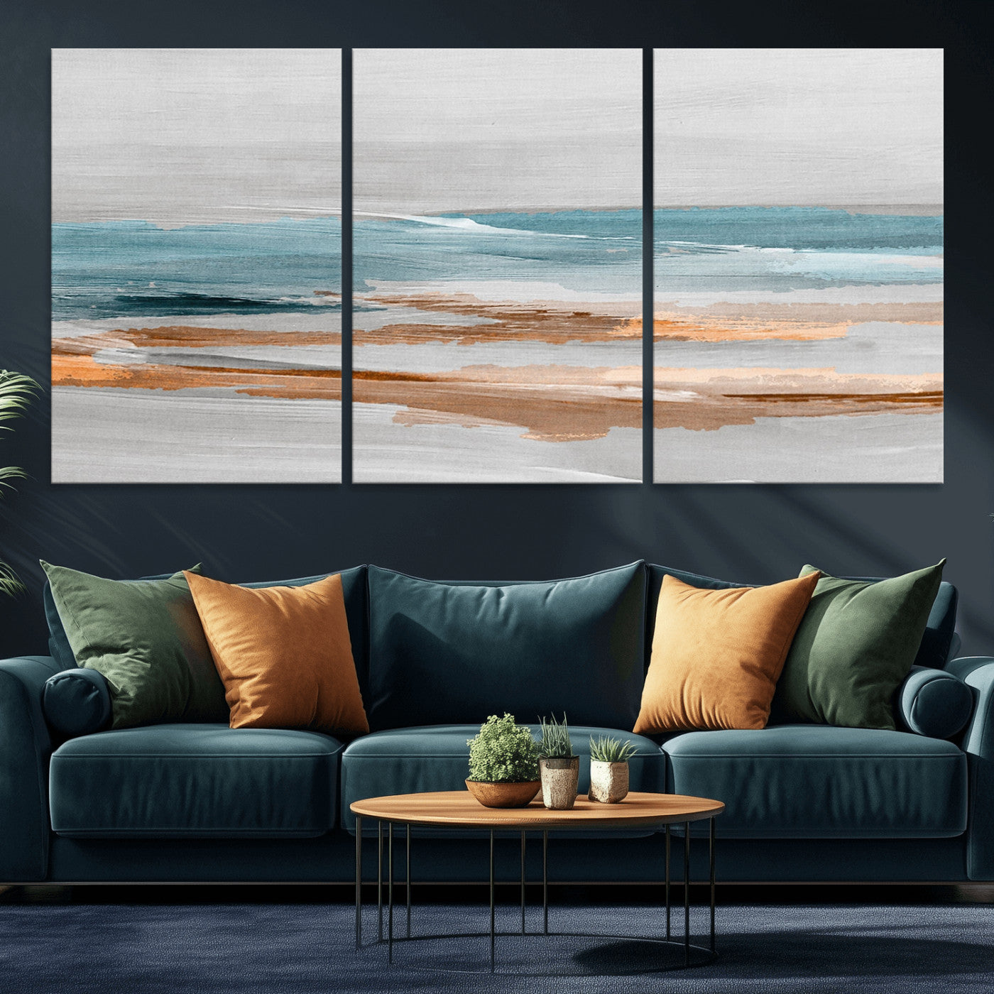 23430-MGV-CV-36X24-Abstract Coastal Wall Art – Modern Ocean Horizon Canvas Print, Minimalist Beach Scene Painting for Bedroom, Living Room, Office or