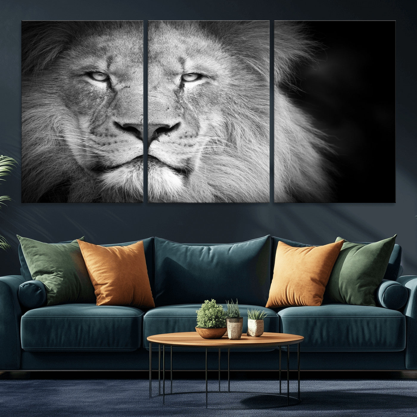 94453-MGV-CV-36X24-Lion Portrait Wall Art – Black and White King of the Jungle Canvas Print, Safari Wildlife Decor for Office, Bedroom, or Living