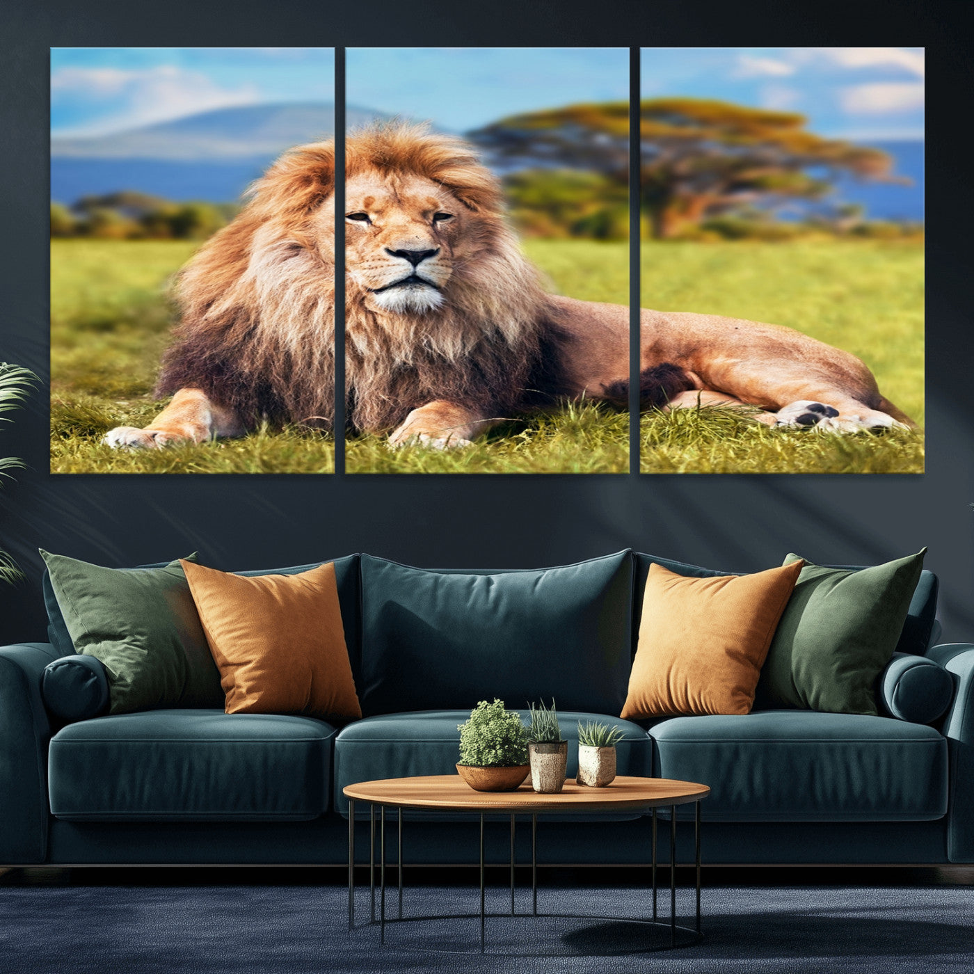 67826-MGV-CV-36X24-Majestic Lion Wall Art – King of the Jungle Canvas Print, Safari Wildlife Decor for Living Room, Office, or Man Cave