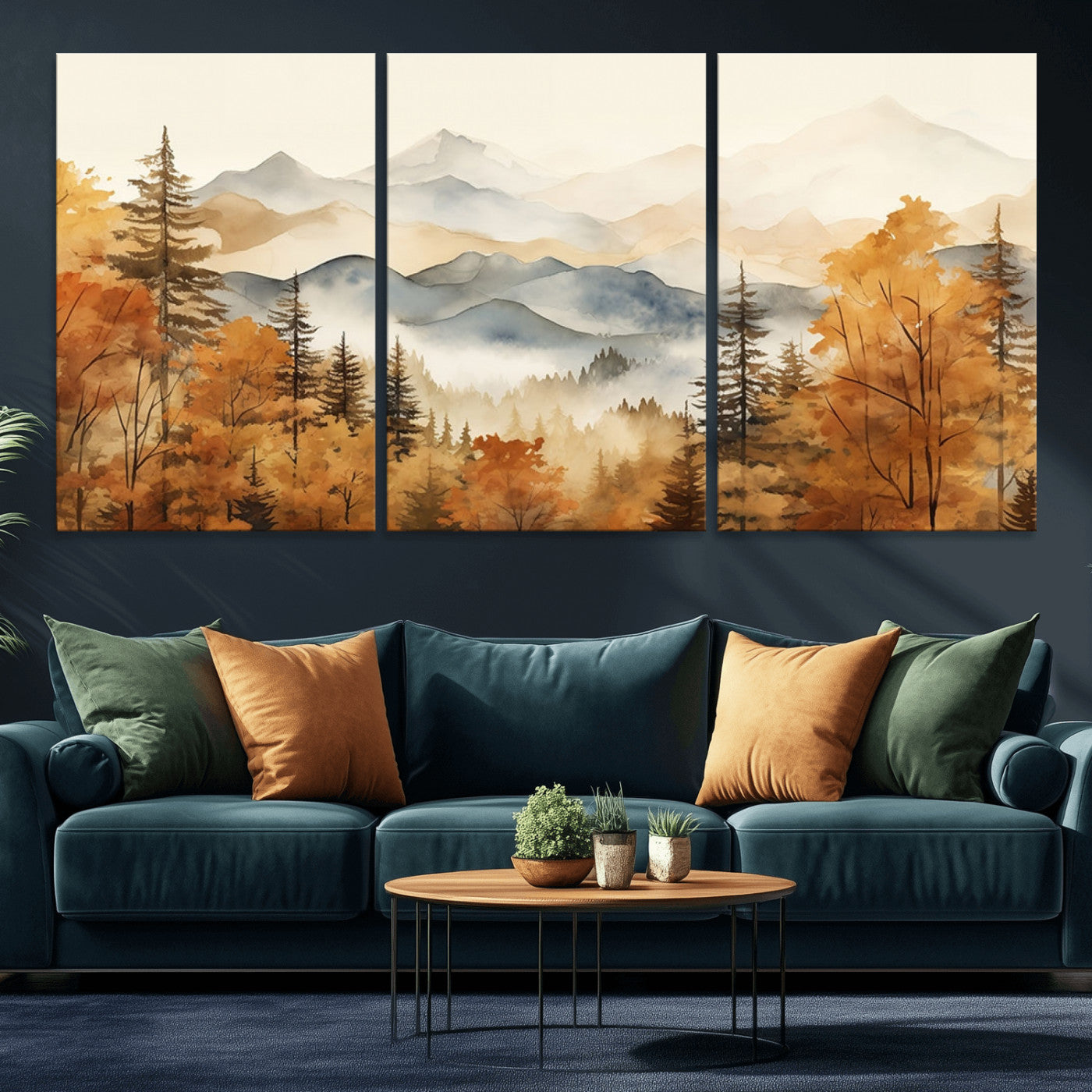 72950-MGV-CV-36X24-Autumn Mountain Forest Wall Art – Golden Fall Landscape Canvas Print, Nature-Inspired Home Decor for Living Room, Bedroom or