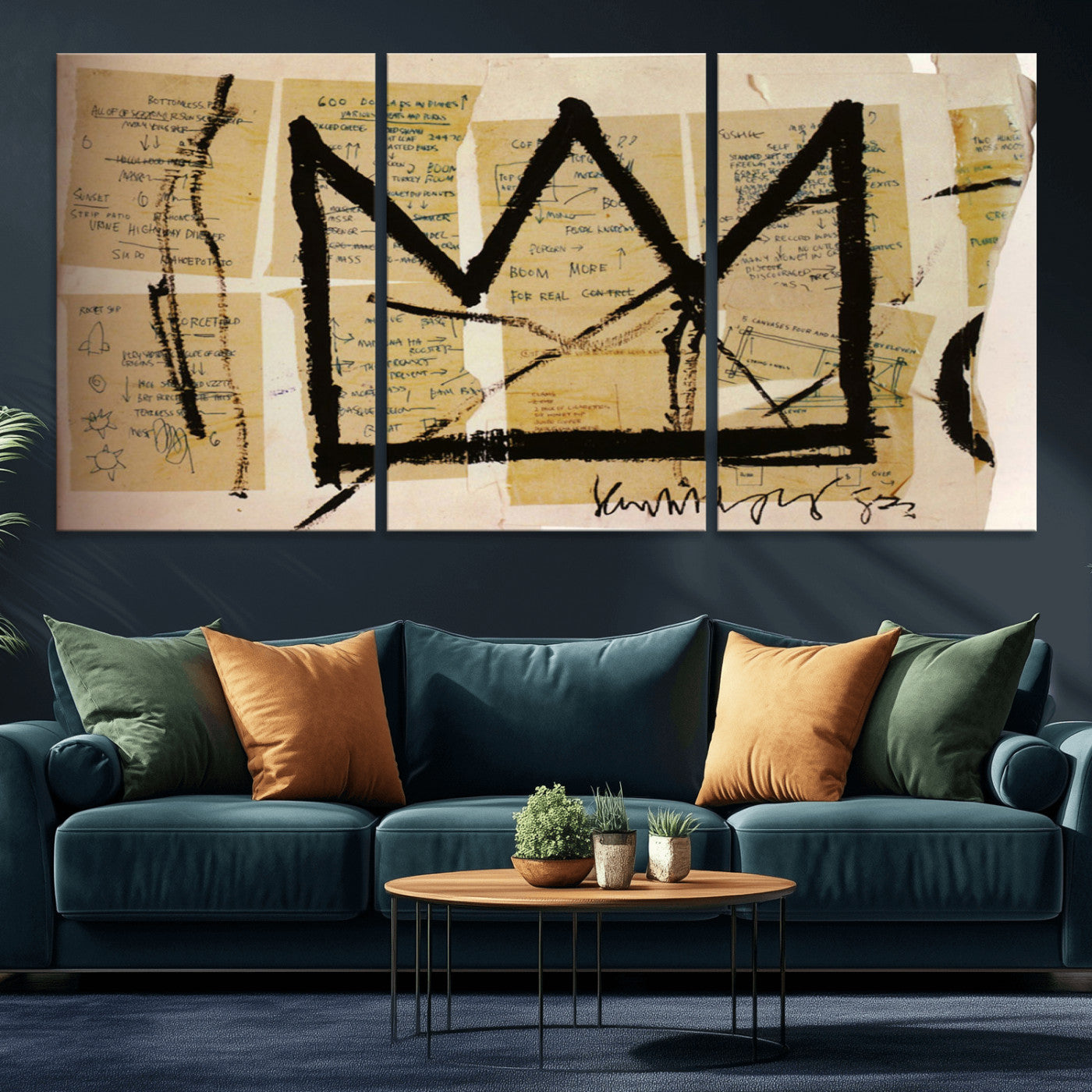 37215-MGV-CV-36X24-Abstract Crown Wall Art – Urban Graffiti Style Canvas Print Modern Street Art Design, Bold Contemporary Decor for Living Room,