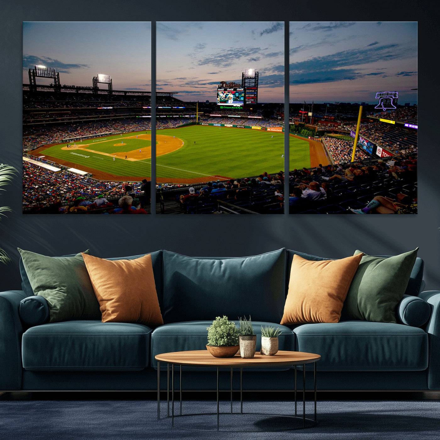 17415-MGV-CV-36X24-Philadelphia Phillies Stadium Wall Art Canvas Print, Framed Citizens Bank Park Art Picture Print, Phillies Stadium Field Perfect