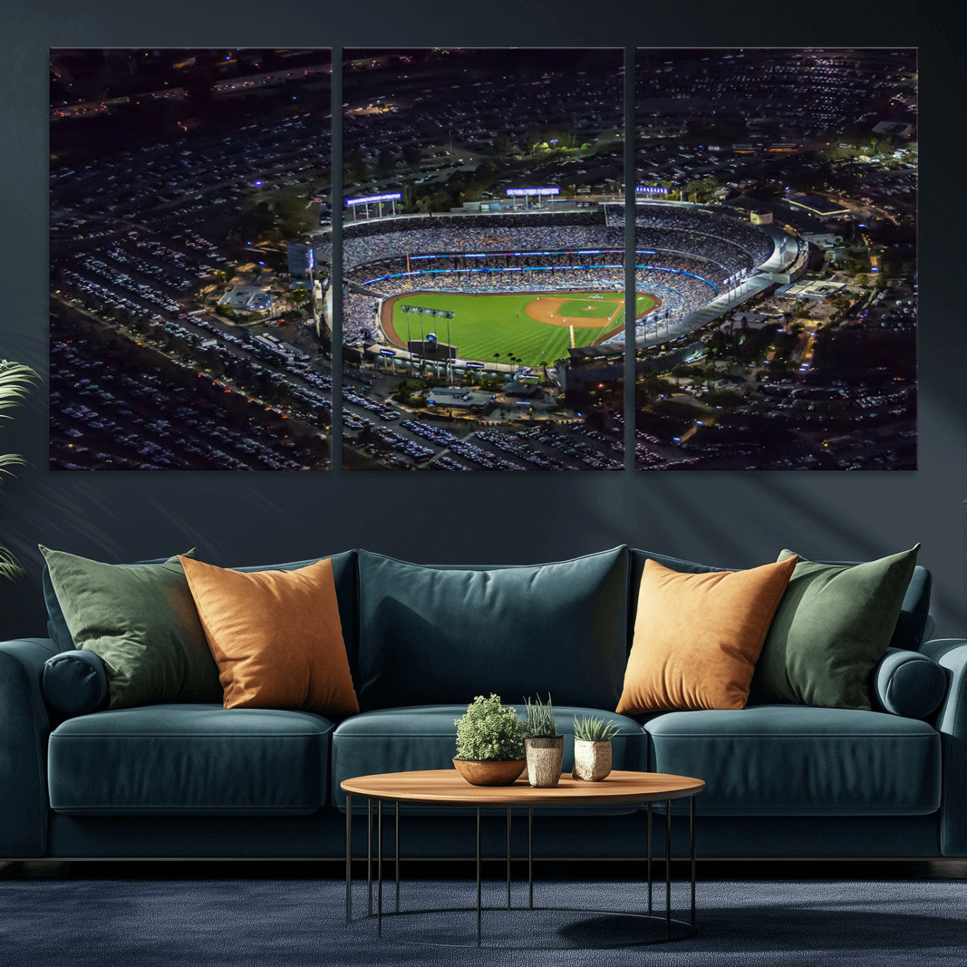 16515-MGV-CV-36X24-Dodgers Stadium Wall Art Canvas Print, Framed Baseball Stadium Art Picture Print, Dodgers Field Perfect Sport Room Decor Artwork