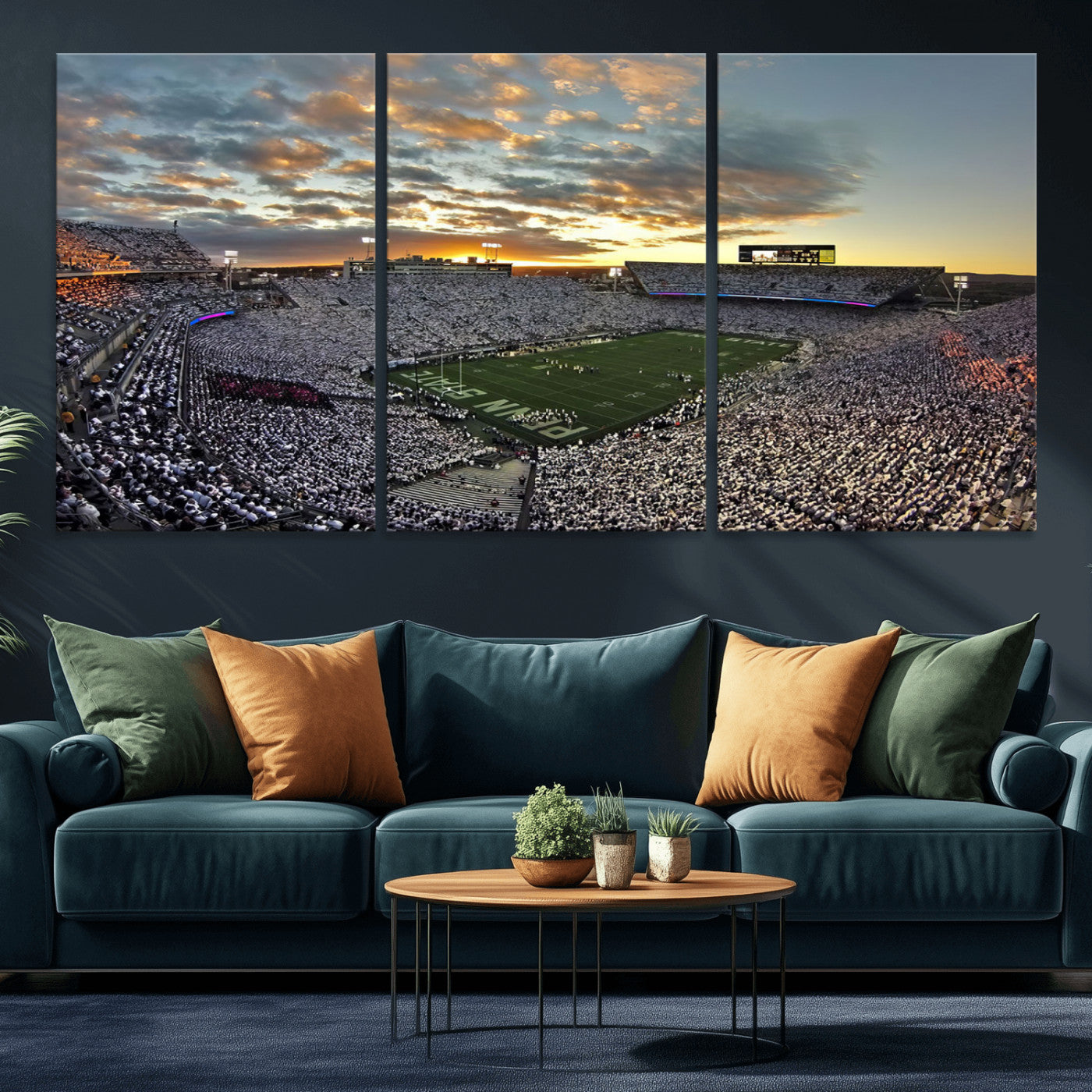 38807-MGV-CV-36X24-Beaver Stadium Wall Art Canvas Print, Framed Beaver Stadium Field Art Picture Print, Football Stadium Perfect Sport Room Decor