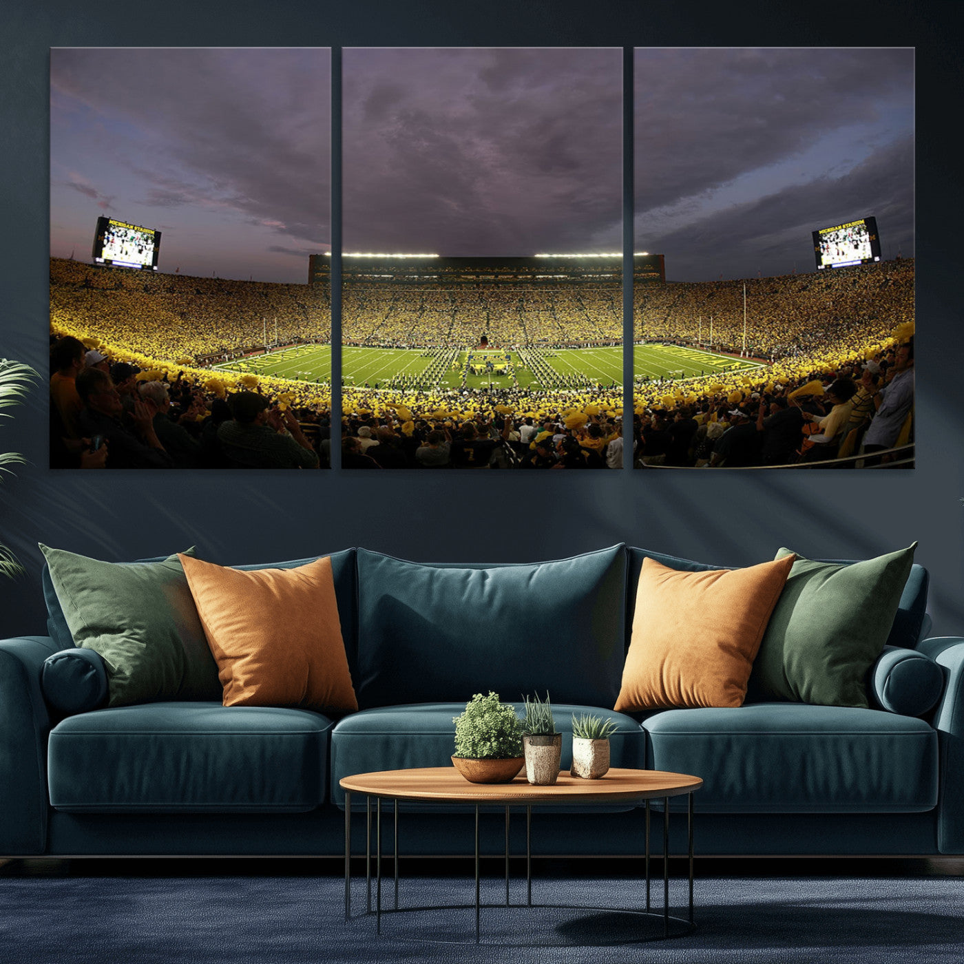 72404-MGV-CV-36X24-Michigan Wolverine Stadium Wall Art Canvas Print, Framed Michigan Stadium Art Picture Print, Football Stadium Perfect Sport Room