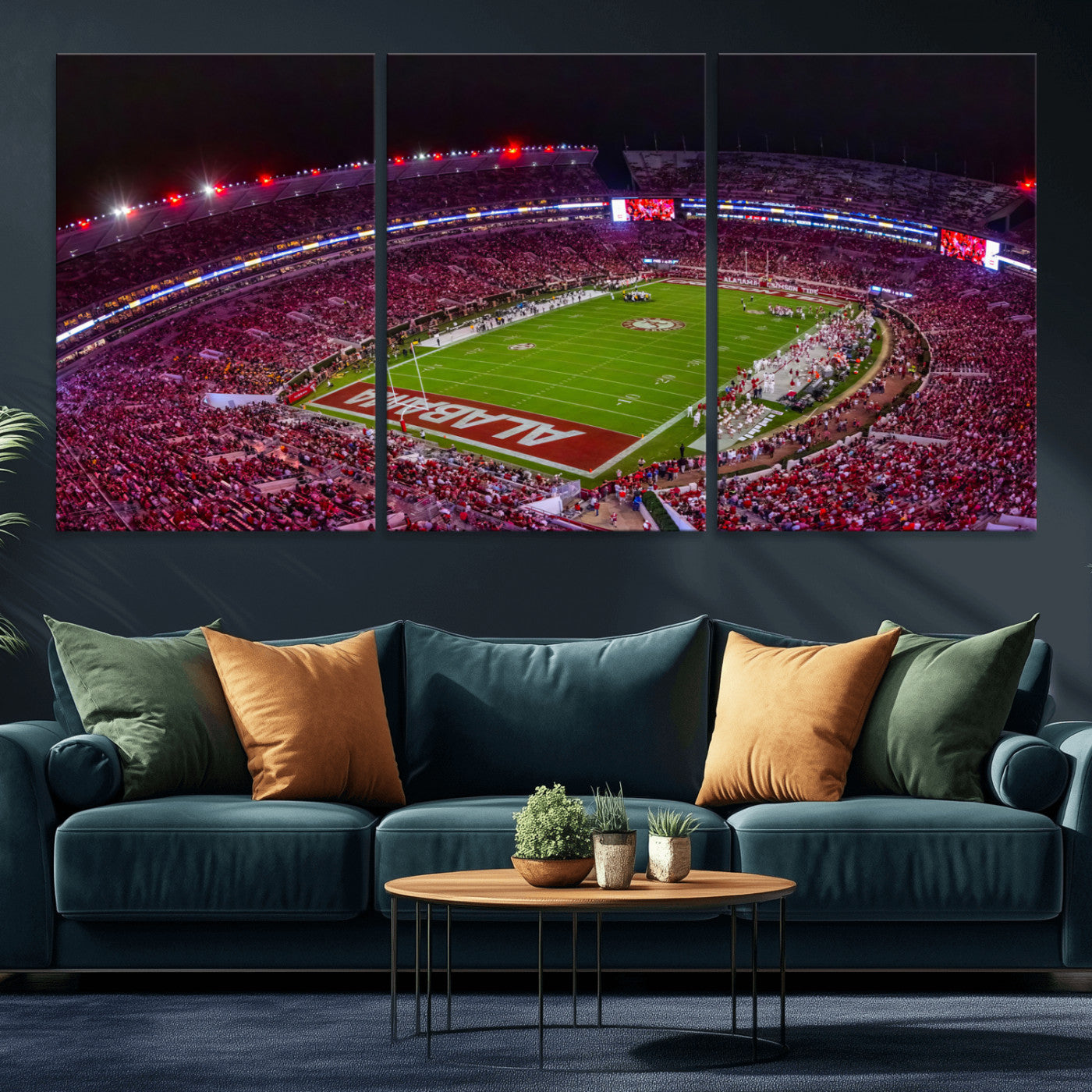 11343-MGV-CV-36X24-Bryant-Denny Stadium Wall Art – Panoramic Alabama Crimson Tide Football Field Canvas Print, Game Day Decor for Office, Man Cave or