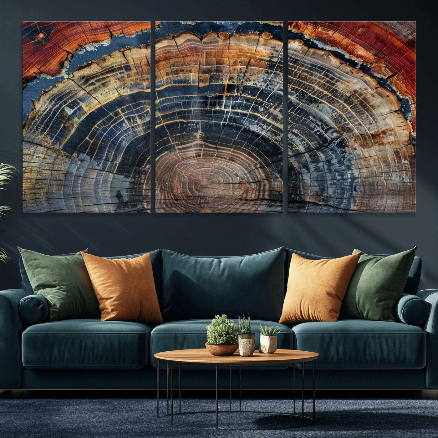 63519-MGV-CV-36X24-Tree Ring Wall Art – Rustic Nature Wood Grain Canvas Print, Abstract Natural Texture Artwork Poster for Living Room, Bedroom,