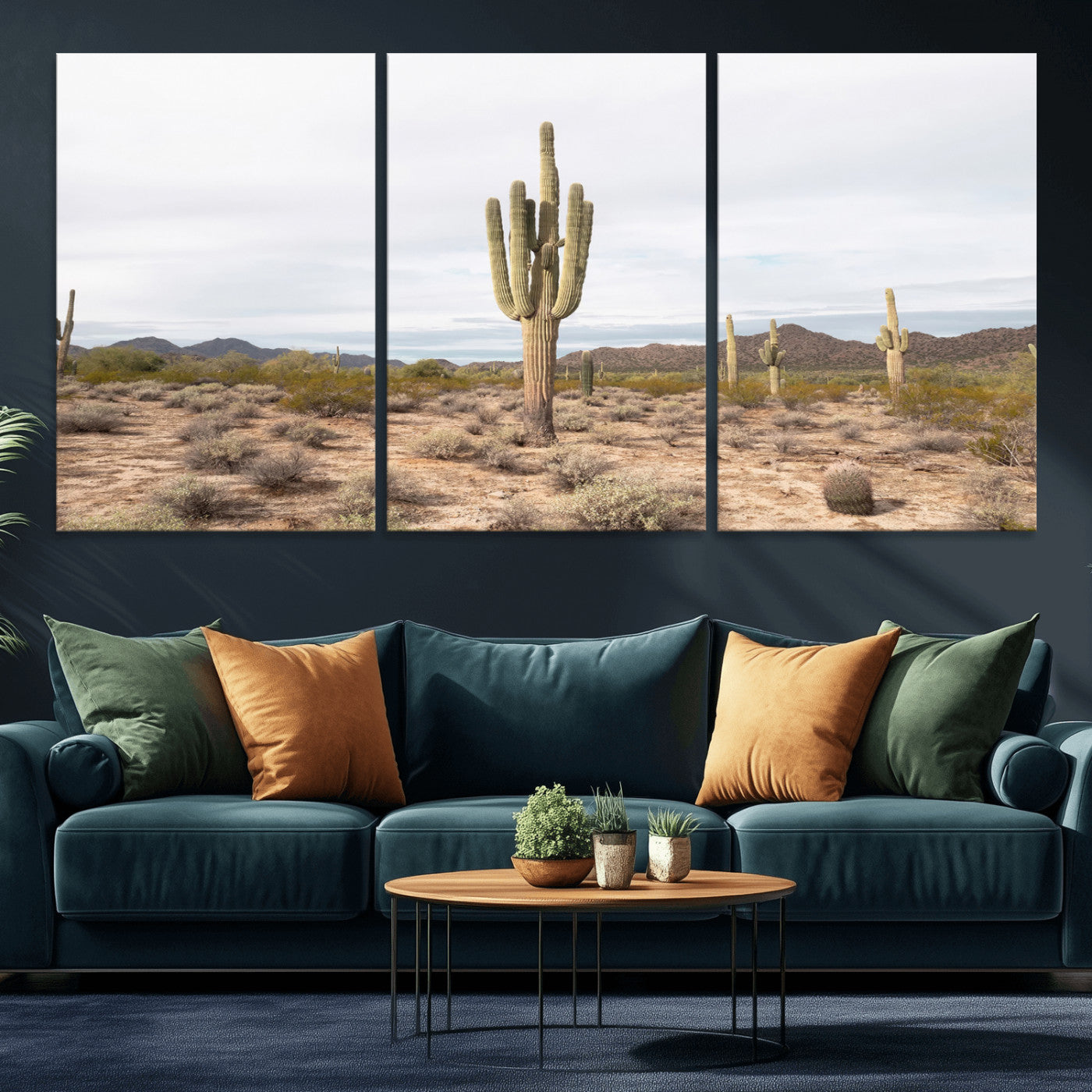 96147924-MGV-CV-36X24-Saguaro Cactus Wall Art Canvas Print, Framed Desert Cactus Art Picture Print, Earthy Desert Perfect Southwestern Boho Decor