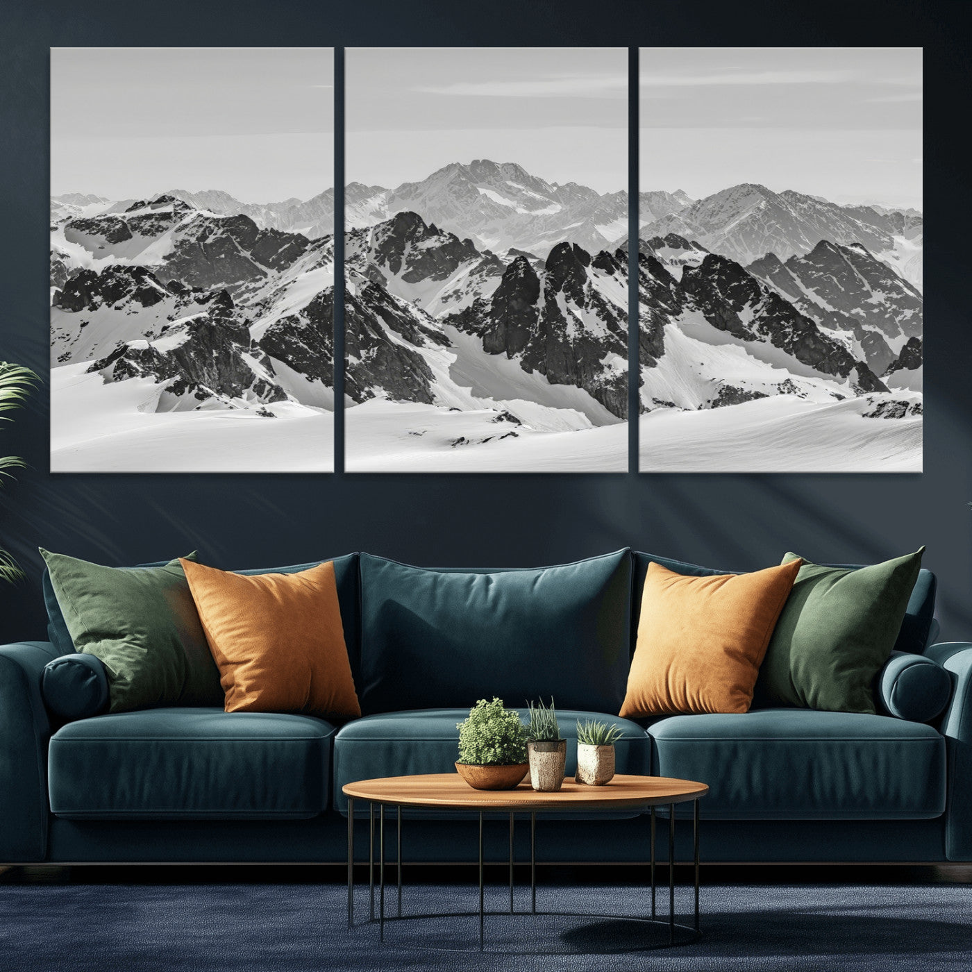 32399691-MGV-CV-36X24-Snowy Mountain Wall Art Canvas Print, Framed Mountain Peaks Art Picture Print, Alpine Mountains Perfect Minimalist Alpine Decor