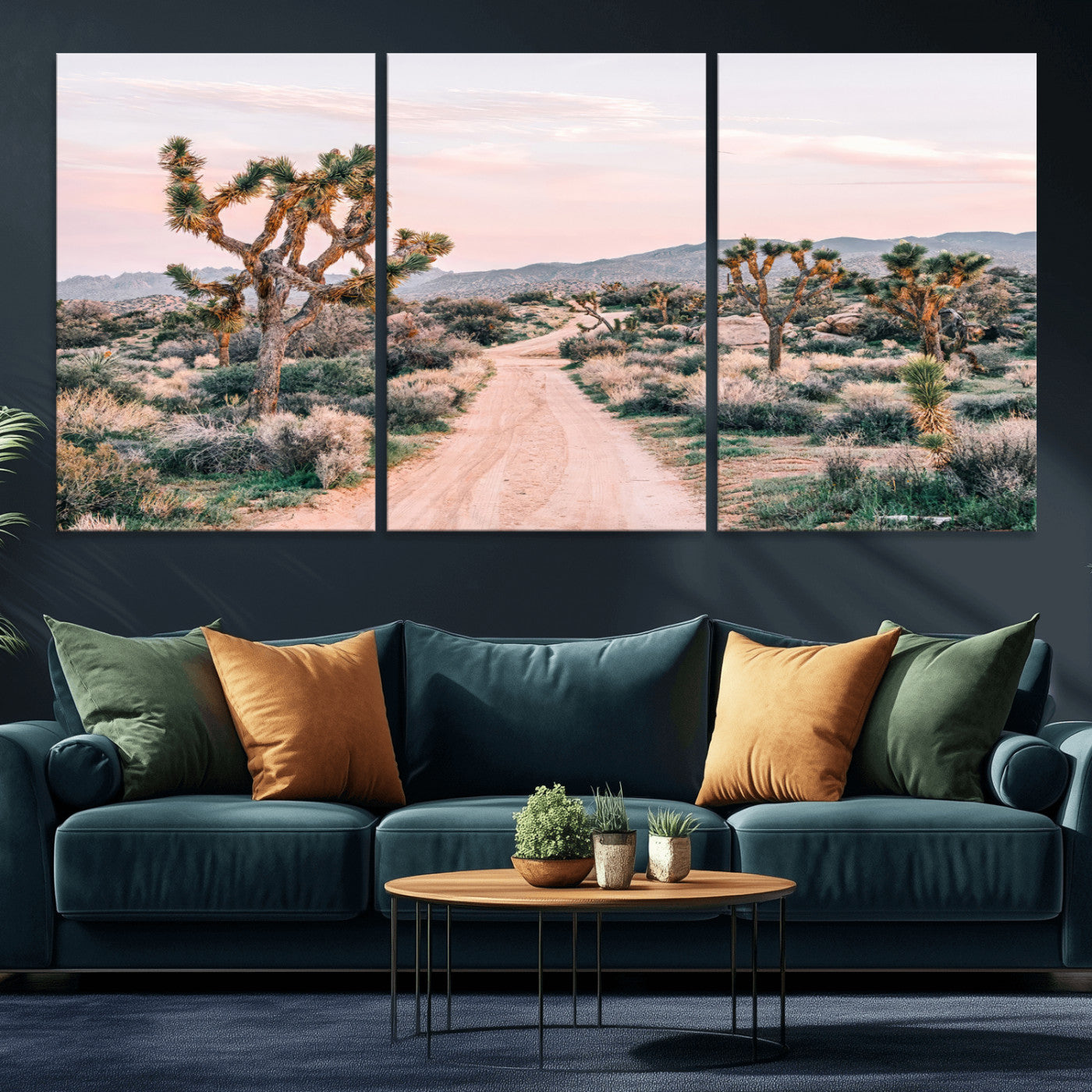 12540952-MGV-CV-36X24-Joshua Tree Park Wall Art Canvas Print, Framed Desert Road Art Picture Print, Sunset Drive Perfect Southwestern Boho Decor Artwork
