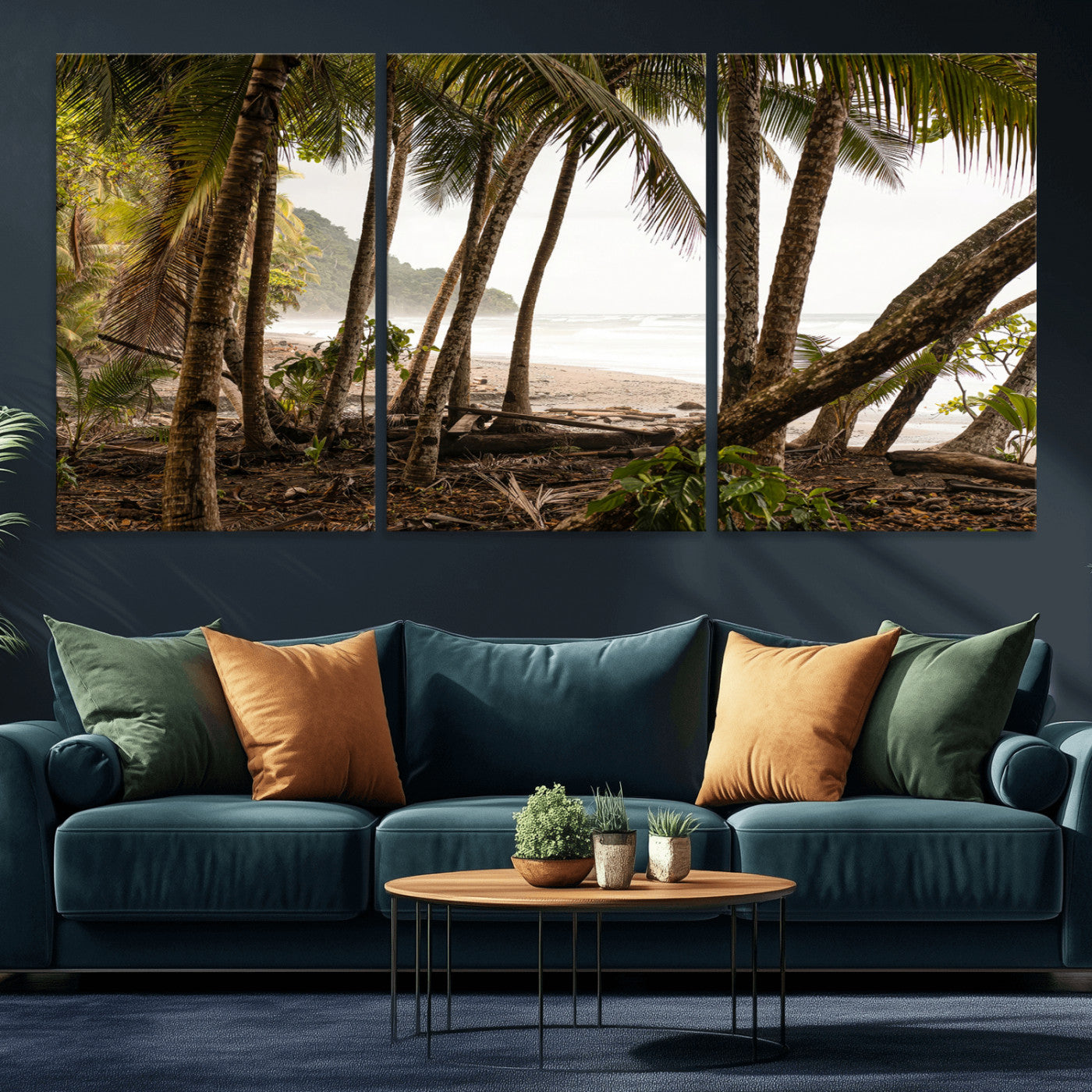 92093951-MGV-CV-36X24-Tropical Jungle Wall Art Canvas Print, Framed Palm Tree Forest Art Picture Print, Coastal Escape Perfect Jungle Retreat Decor