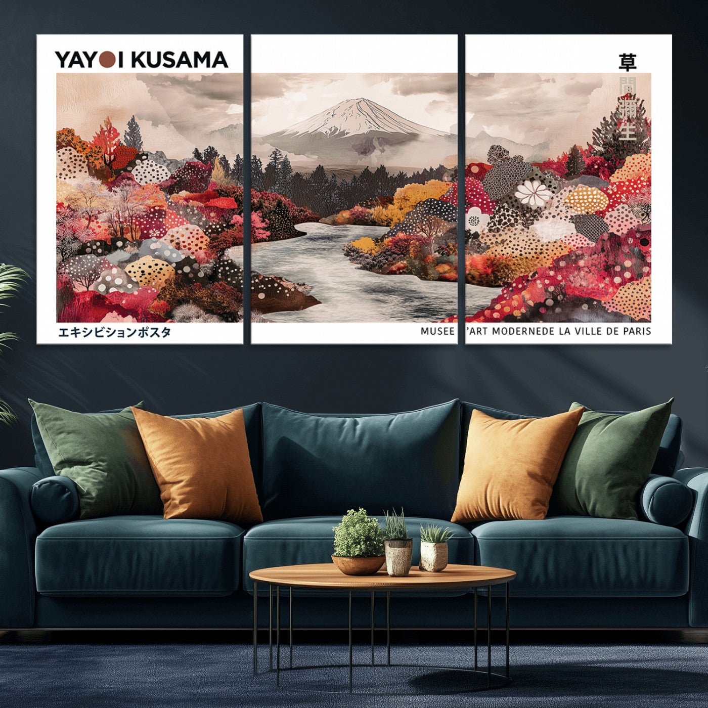 32352074-MGV-CV-36X24-Japanese Landscape Wall Art – Mount Fuji River Canvas Print, Modern Asian Inspired Nature Decor for Living Room, Bedroom, Office