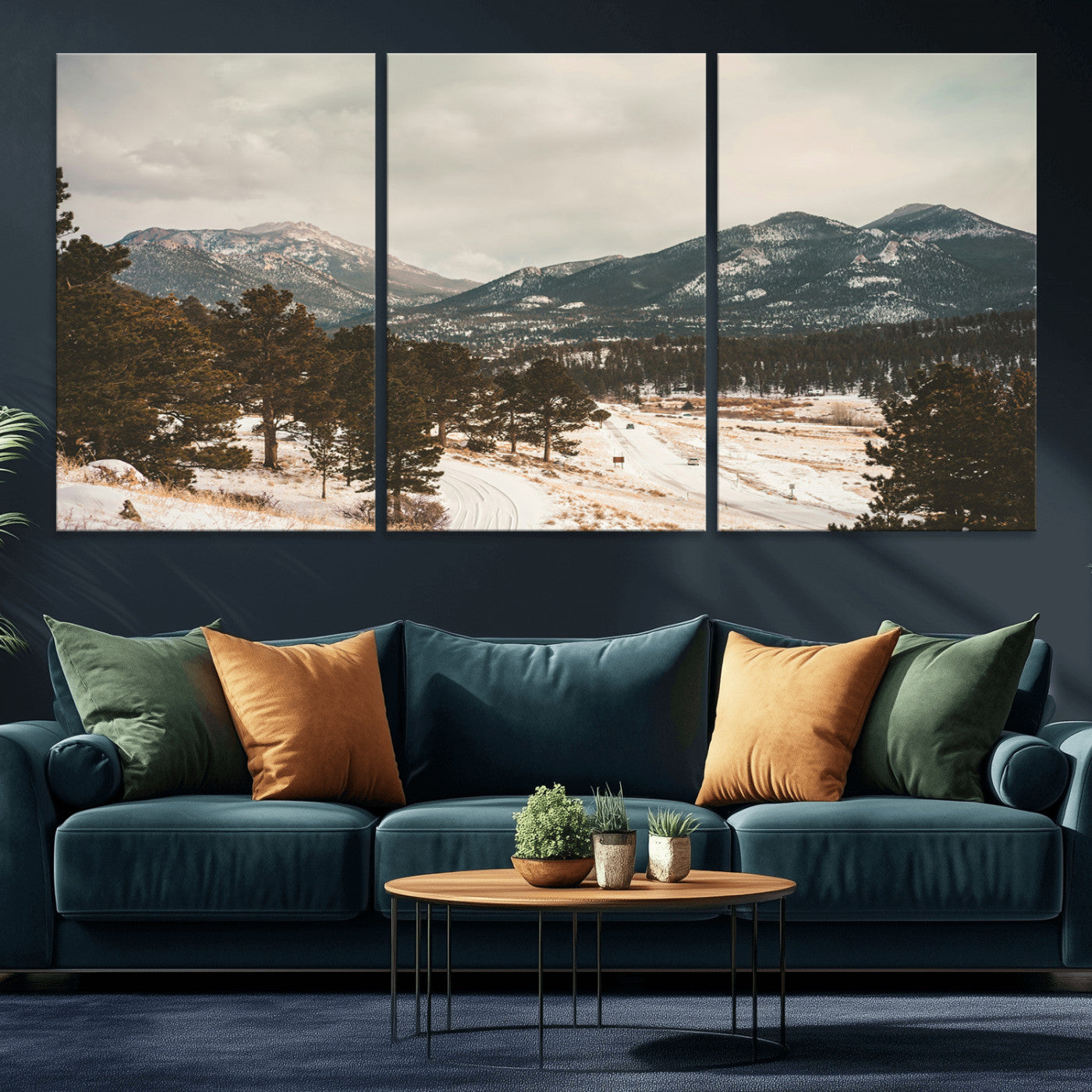 77311749-MGV-CV-36X24-Mountain Landscape Wall Art Canvas Print, Framed Snowy Peaks Art Picture Print, Alpine Aesthetic Perfect Rustic Winter Decor