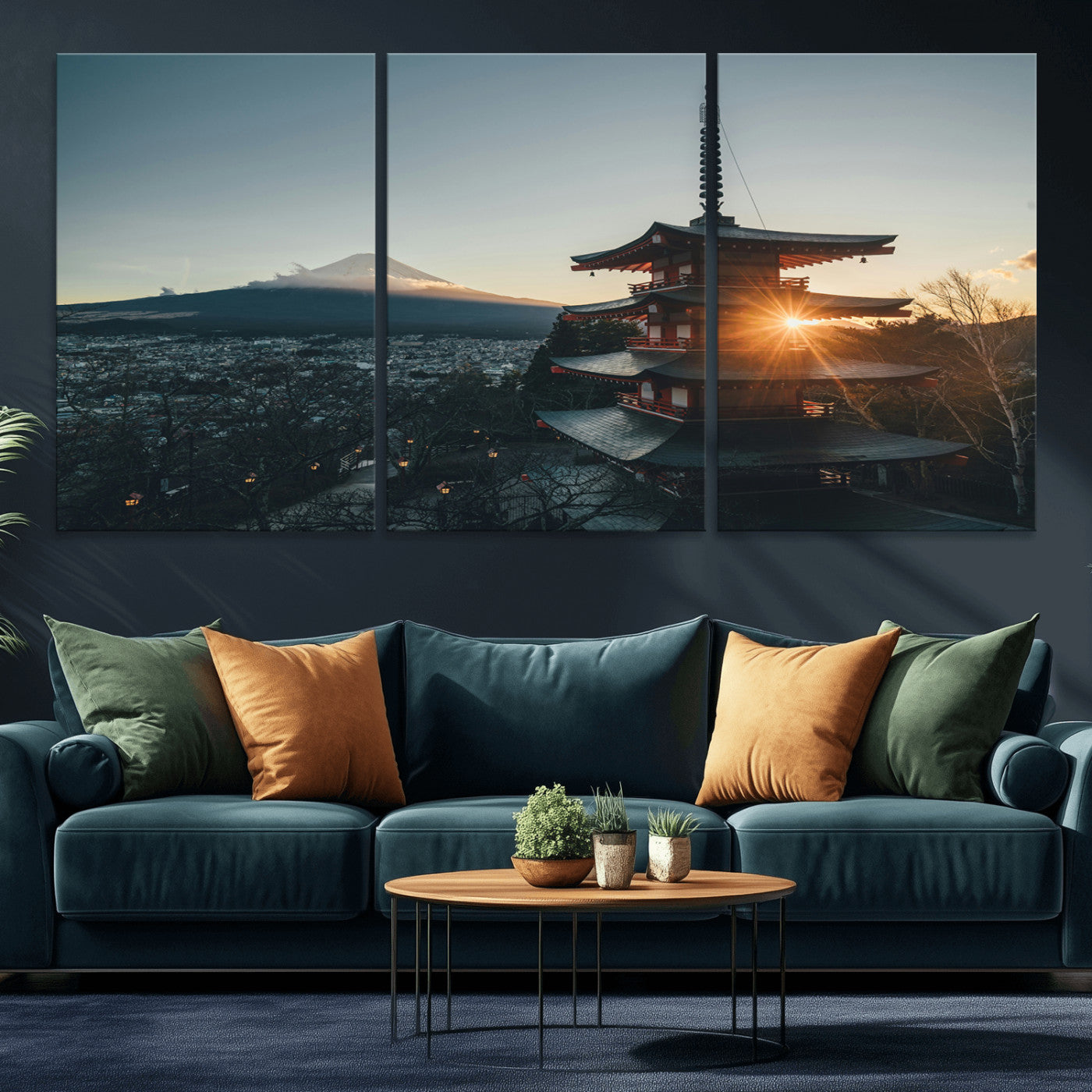 87729656-MGV-CV-36X24-Mount Fuji Wall Art Canvas Print, Framed Japan Travel Art Picture Print, Chureito Pagoda Perfect Zen Minimalism Decor Artwork