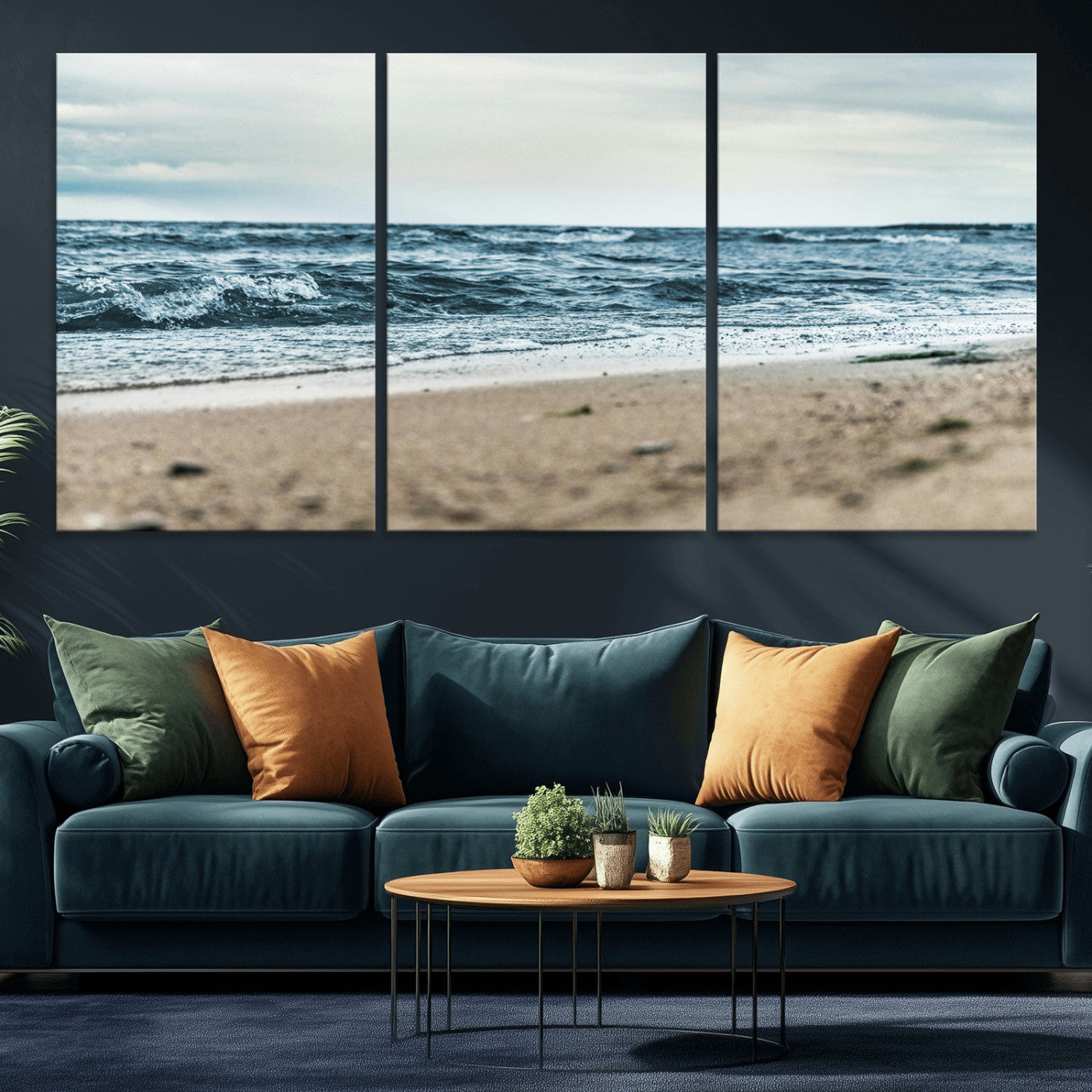 81812590-MGV-CV-36X24-Ocean Wall Art Wall Art Canvas Print, Framed Coastal Canvas Art Picture Print, Moody Seascape Perfect Coastal Minimalist Decor