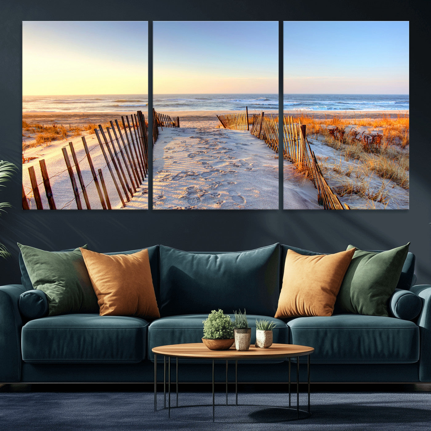 73351887-MGV-CV-36X24-Ocean Sunset Wall Art Wall Art Canvas Print, Framed Nautical Photography Art Picture Print, Summer Beach House Decor Perfect