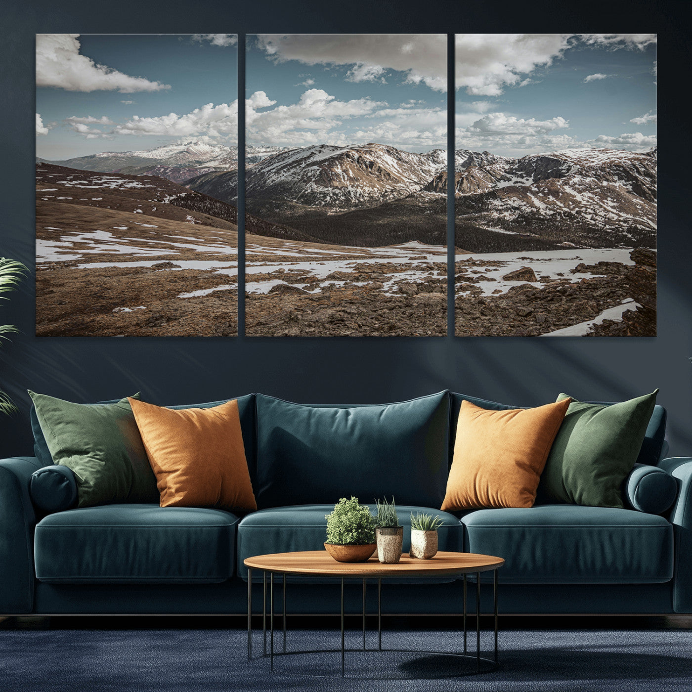 44565953-MGV-CV-36X24-Mountain Landscape Wall Art Canvas Print, Framed Snowy Peaks Art Picture Print, Rugged Highlands Perfect Rustic Adventure Decor