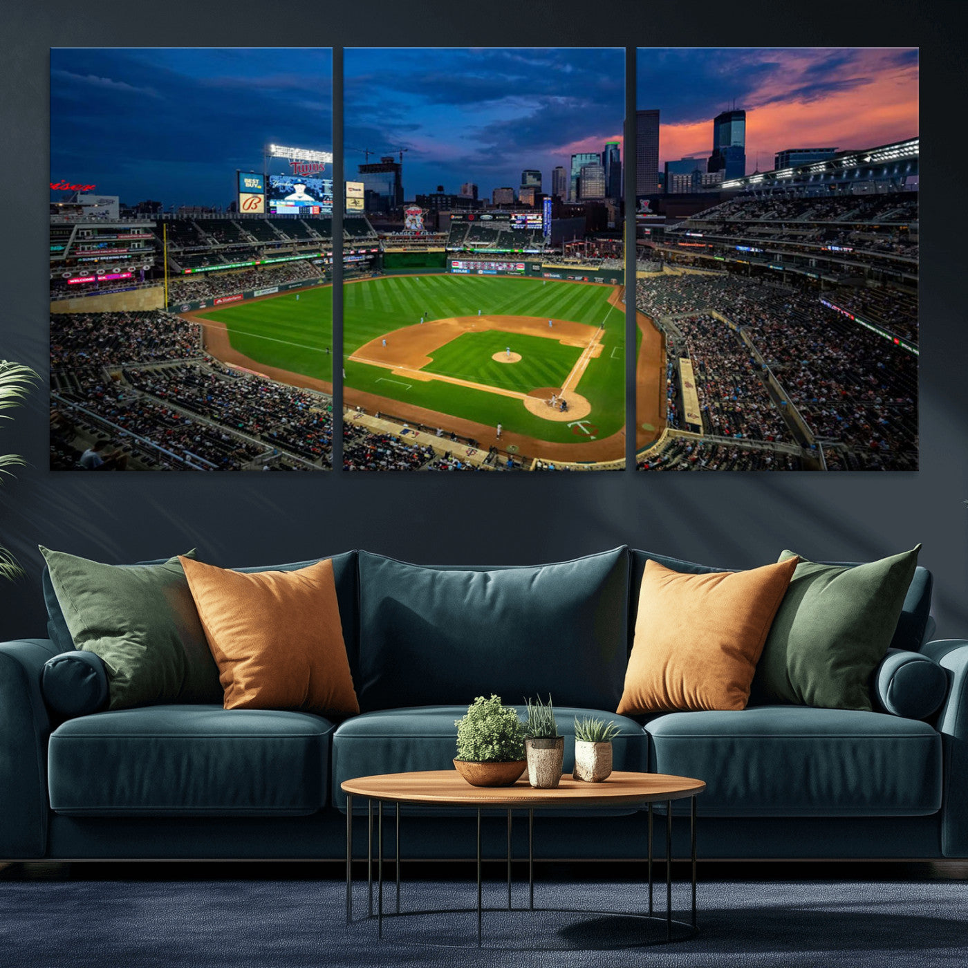 68222753-MGV-CV-36X24-Baseball Stadium Wall Art – Panoramic Night Game Canvas Print, Sports Decor for Man Cave, Office, Bar, or Living Room