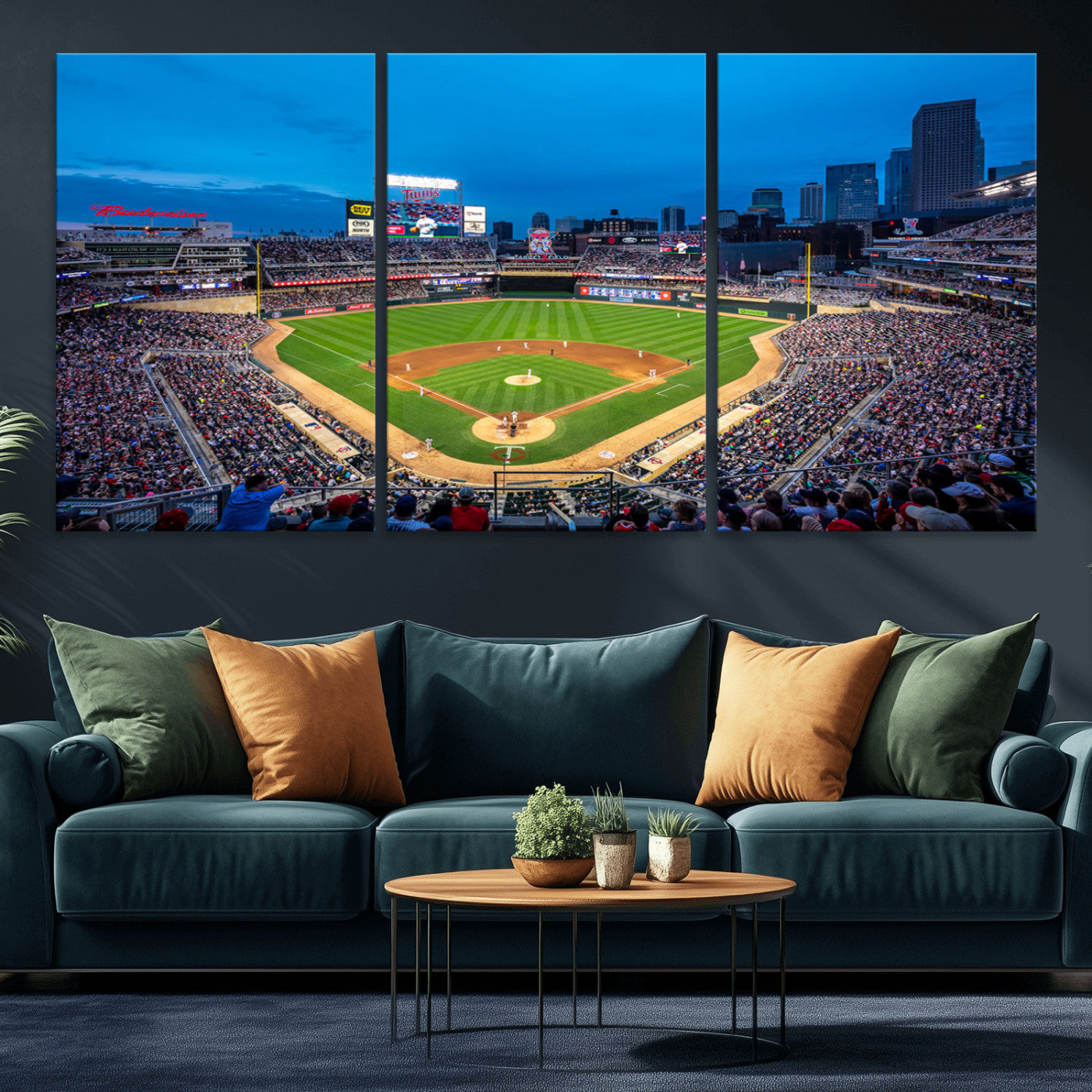77273035-MGV-CV-36X24-Baseball Stadium Wall Art – Panoramic Evening Game Canvas Print, Sports Fan Decor for Man Cave, Office, Bar, or Living Room