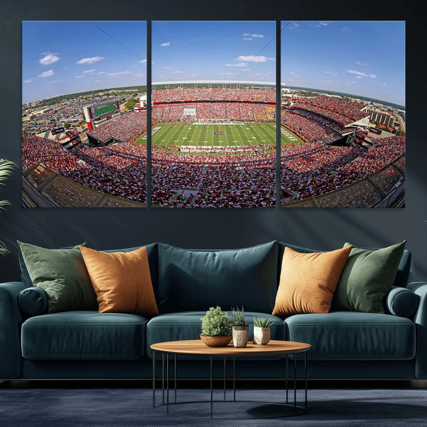 29492070-MGV-CV-36X24-Stadium Wall Art – Panoramic College Football Canvas Print, Game Day Crowd and Field Scene, Sports Photography Decor for Office,