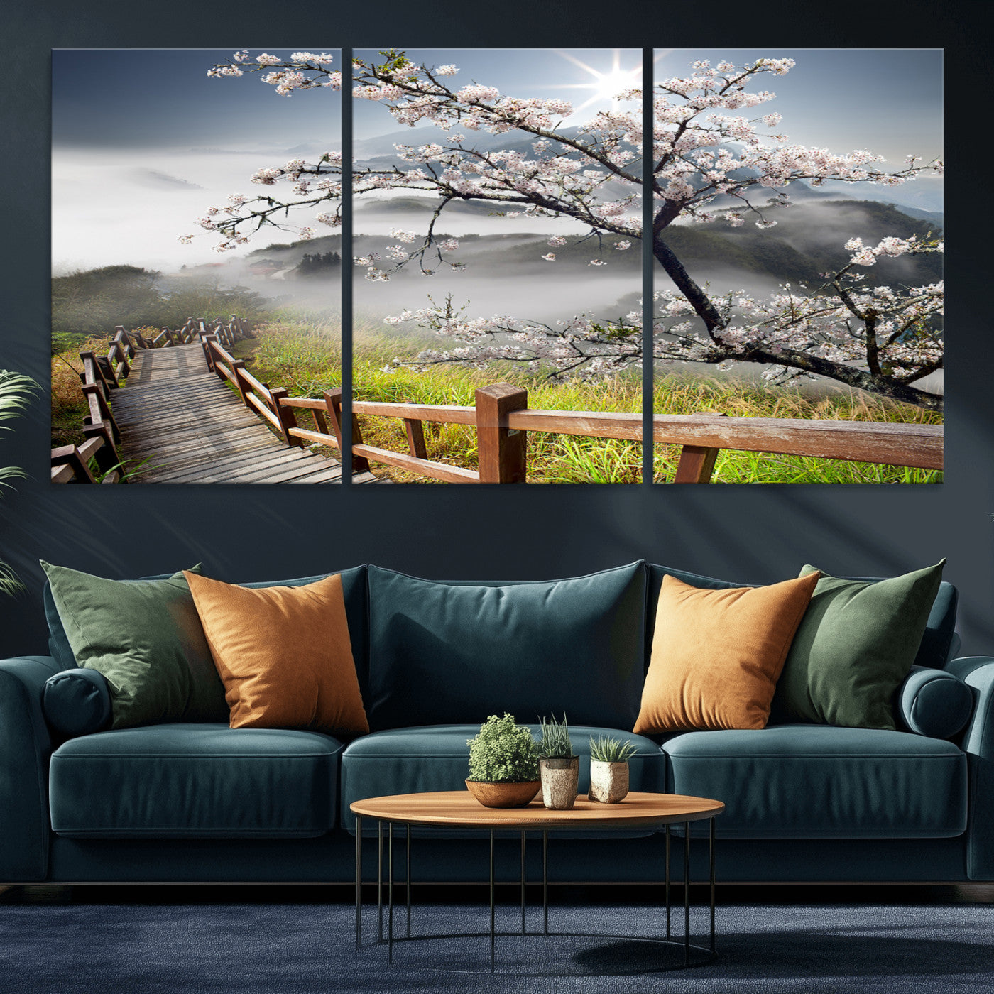 34632598CRY-MGV-CV-36X24-Sakura Cherry Blossom Pathway Canvas Wall Art – Tranquil Walk Through Blossoming Nature – Ready to Hang