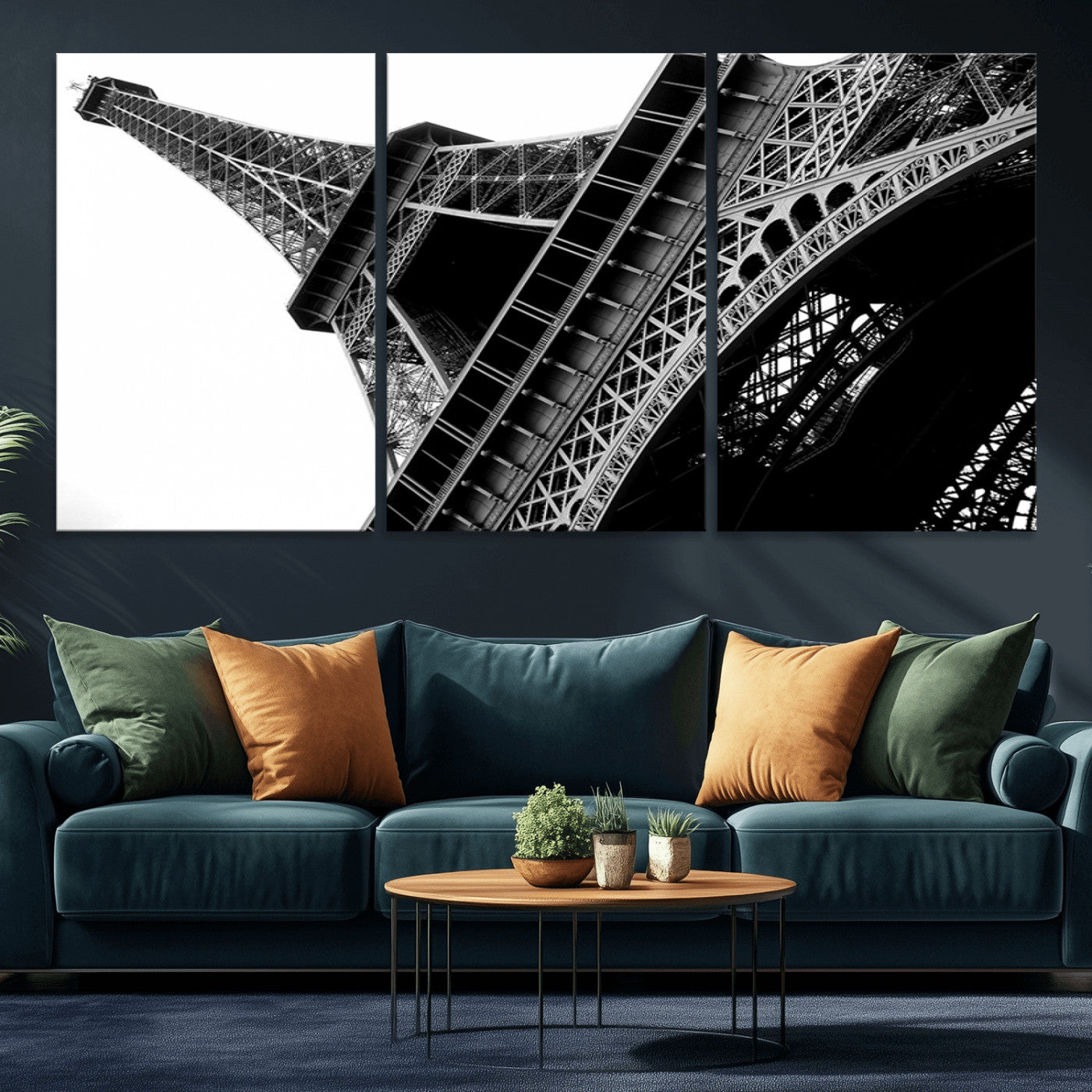 89033-MGV-CV-36X24-Eiffel Tower Wall Art – Dramatic Black and White Architectural Canvas Print, Modern Paris Decor for Office, Living Room or