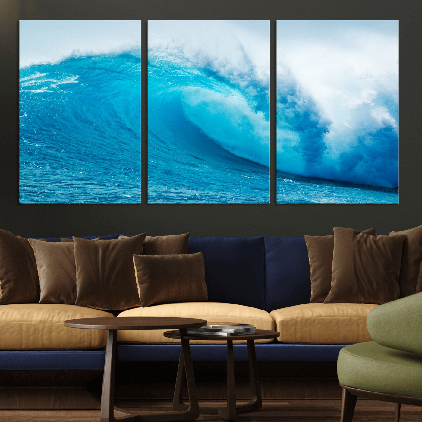 13117-MGV-CV-36X24-Ocean Wave Wall Art – Dynamic Blue Surf Canvas Print, Coastal Beach Decor for Living Room, Bathroom, Office, or Beach House