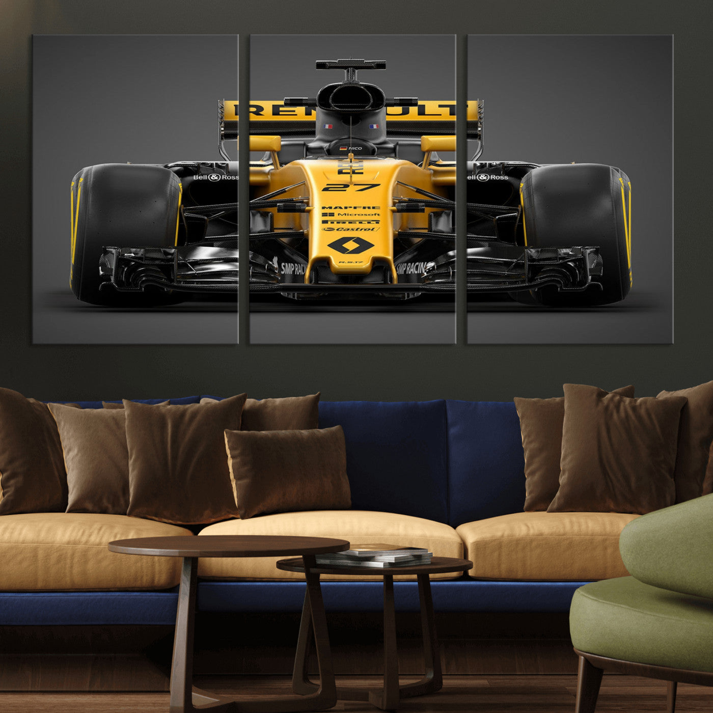 62882-MGV-CV-60X30-3P-Renault F1 Racing Car Print - High-Performance Formula 1 Motorsport Wall Art, Perfect Gift for Racing Fans and Car Enthusiasts