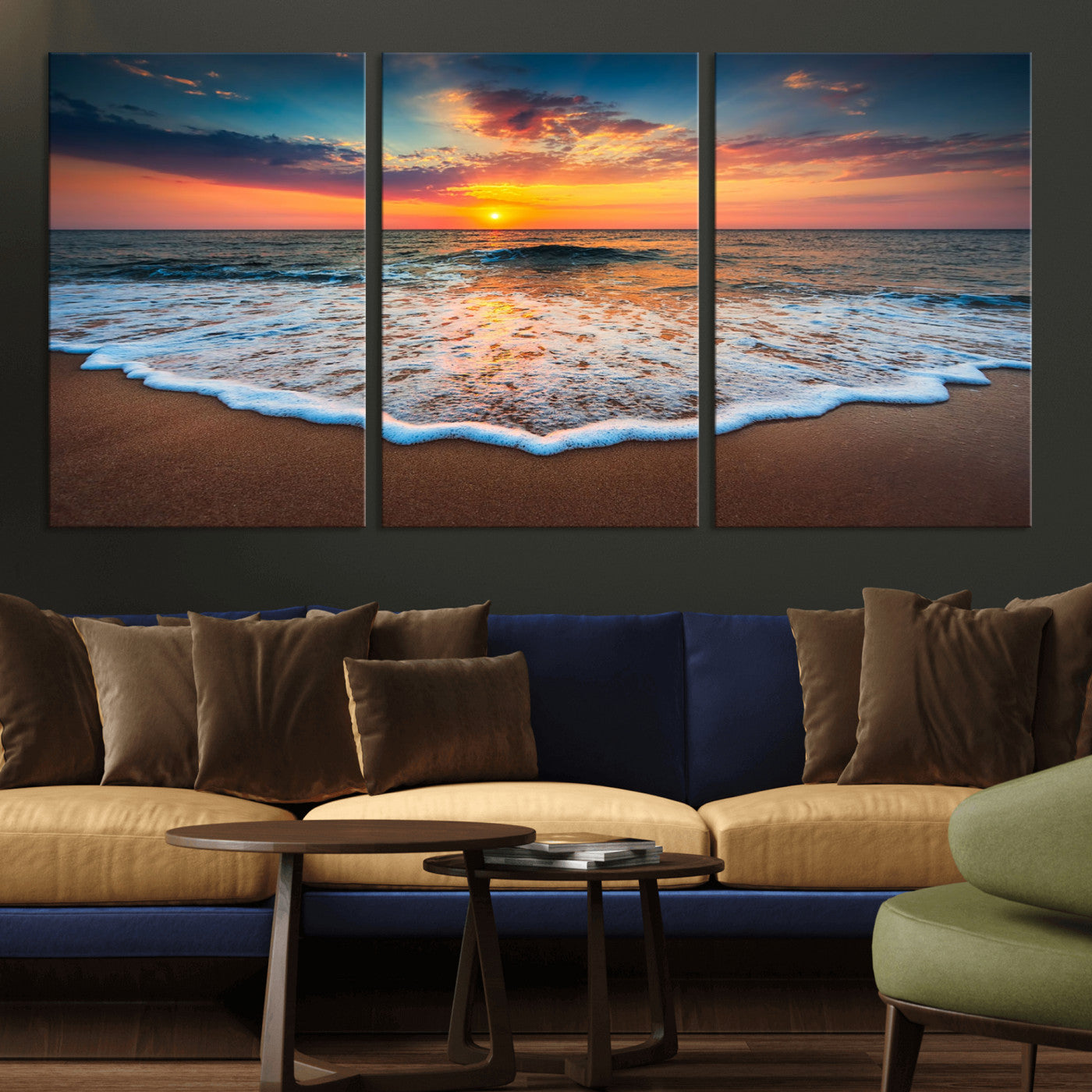 87032-MGV-CV-36X24-Ocean Sunset Wall Art – Stunning Beach Canvas Print with Vibrant Sky, Calm Waves, and Golden Horizon, Perfect Coastal Decor for