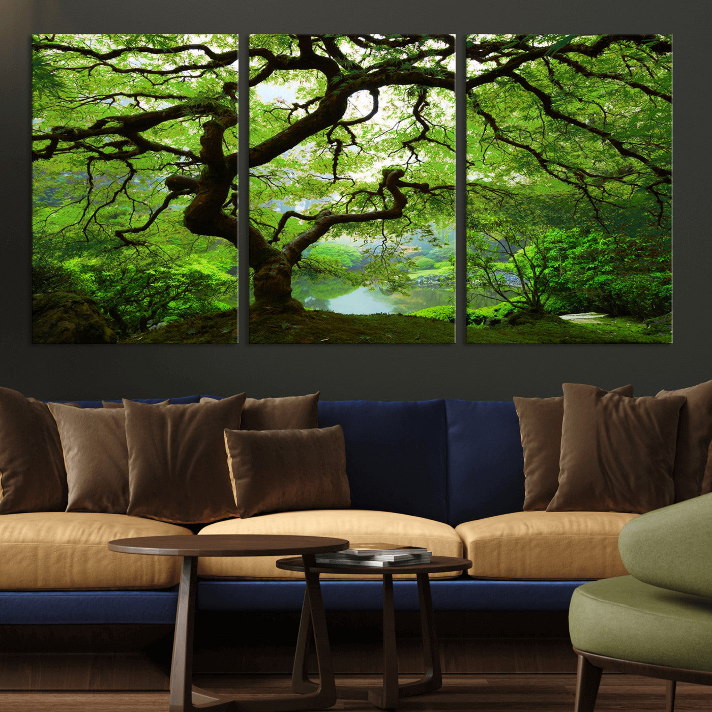 18094-MGV-CV-36X24-Emerald Canopy Wall Art – Panoramic Lush Green Tree Canvas Print, Serene Nature Decor for Office, Living Room or Meditation Space