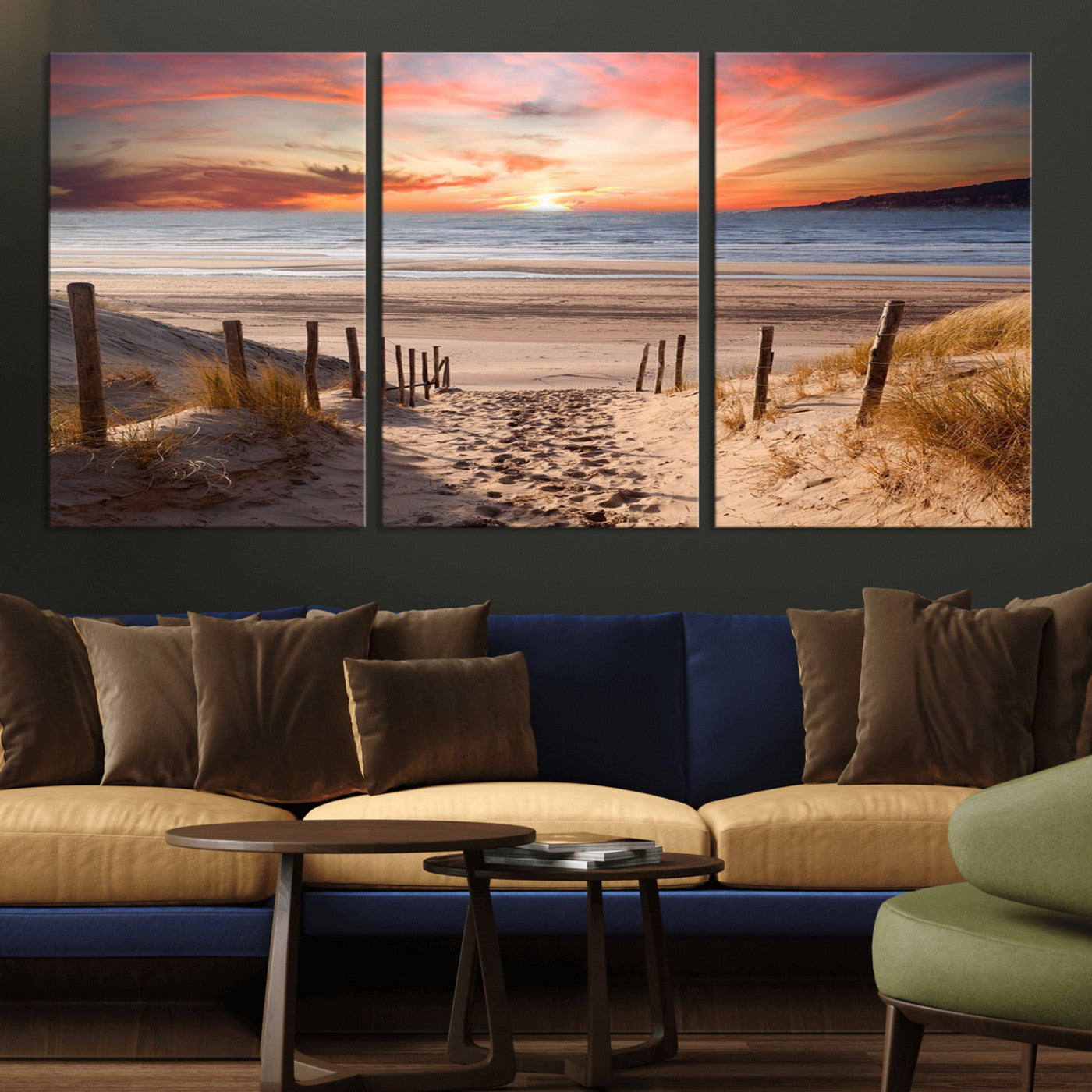 78111-MGV-CV-36X24-Sunset Pathway Wall Art – Panoramic Coastal Canvas Print, Tranquil Beach Decor for Living Room, Office or Bedroom